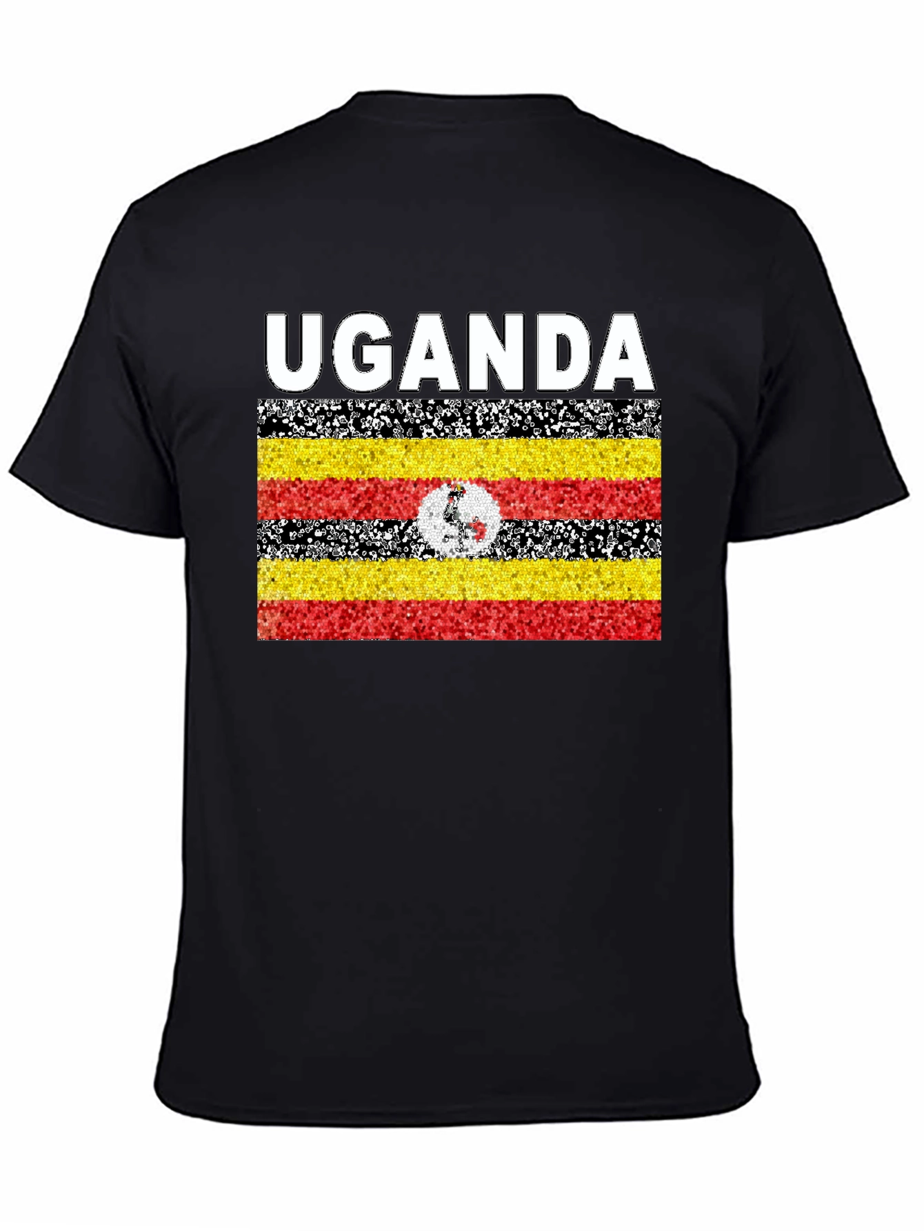 Uganda Flag Graphic T-Shirt - Black Cotton Tee