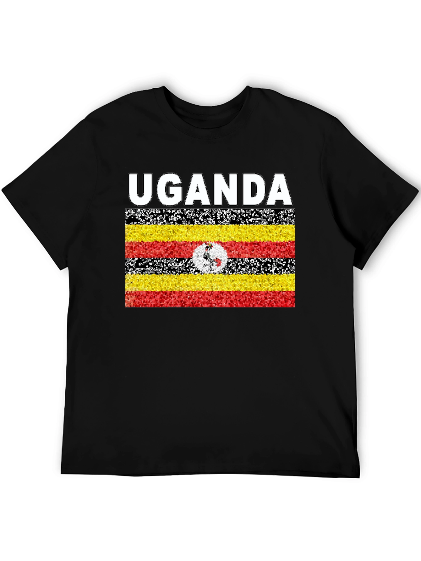 Uganda Flag Graphic T-Shirt - Black Cotton Tee