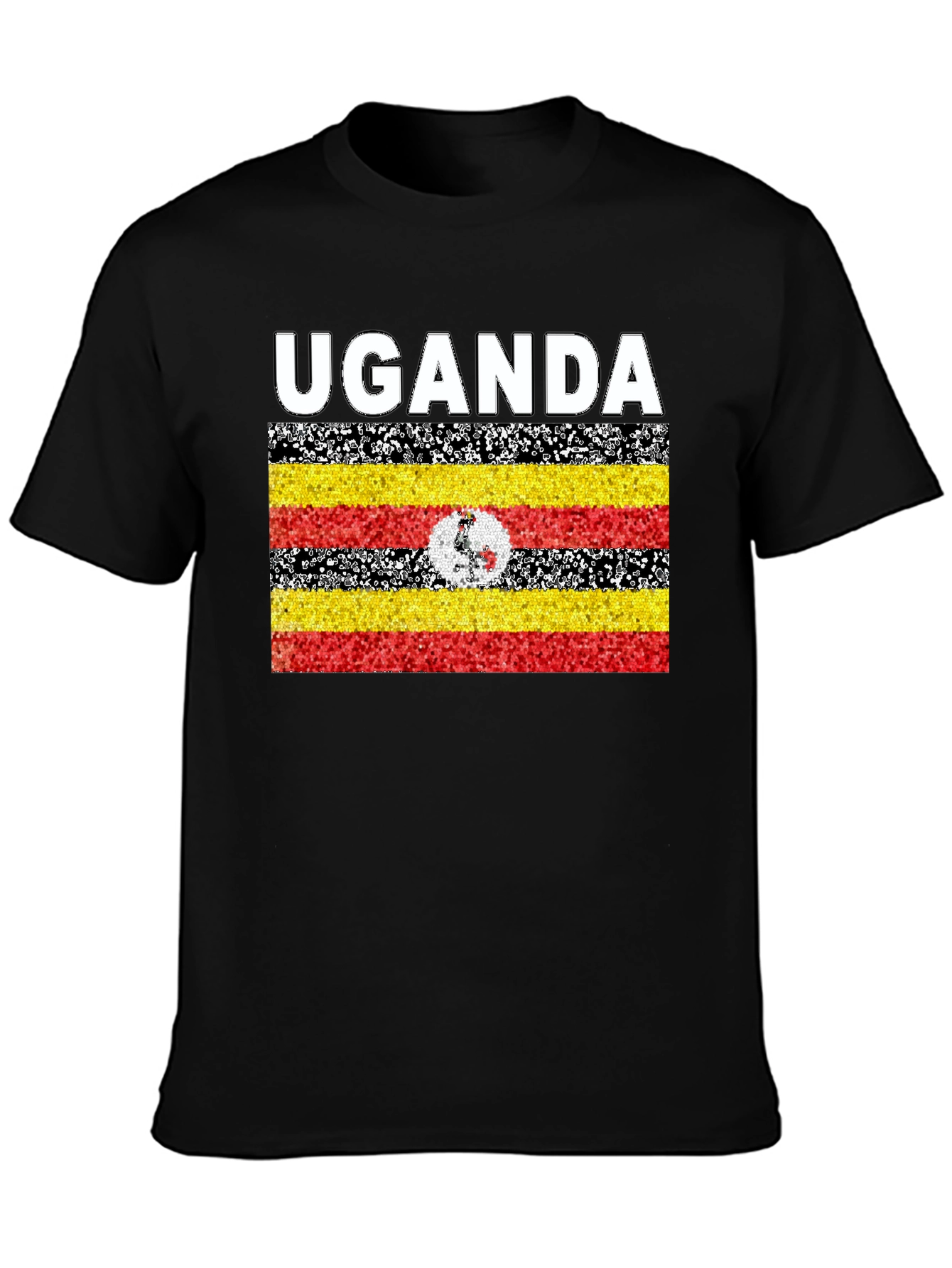 Uganda Flag Graphic T-Shirt - Black Cotton Tee