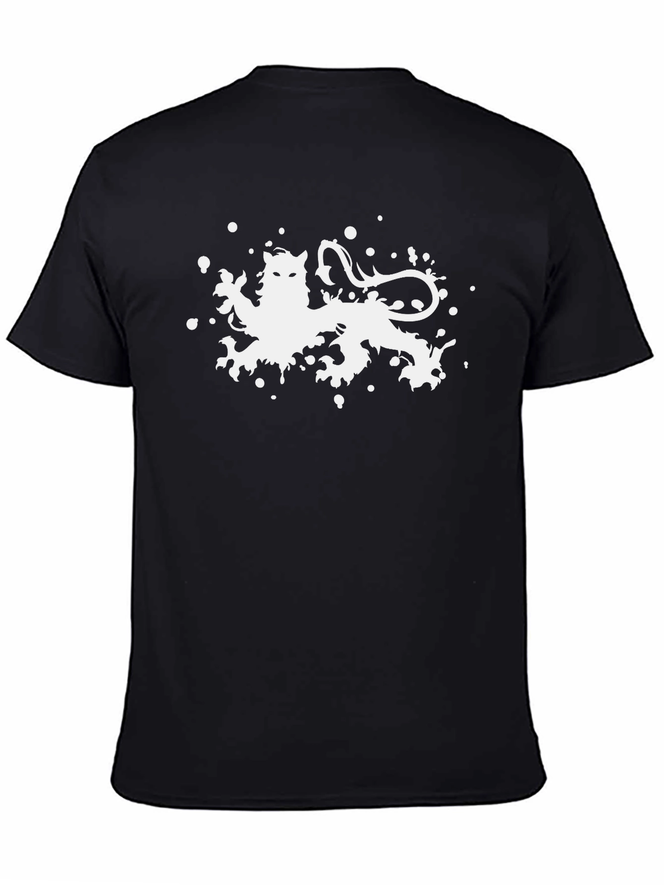 Black Lion Splatter Print T-Shirt