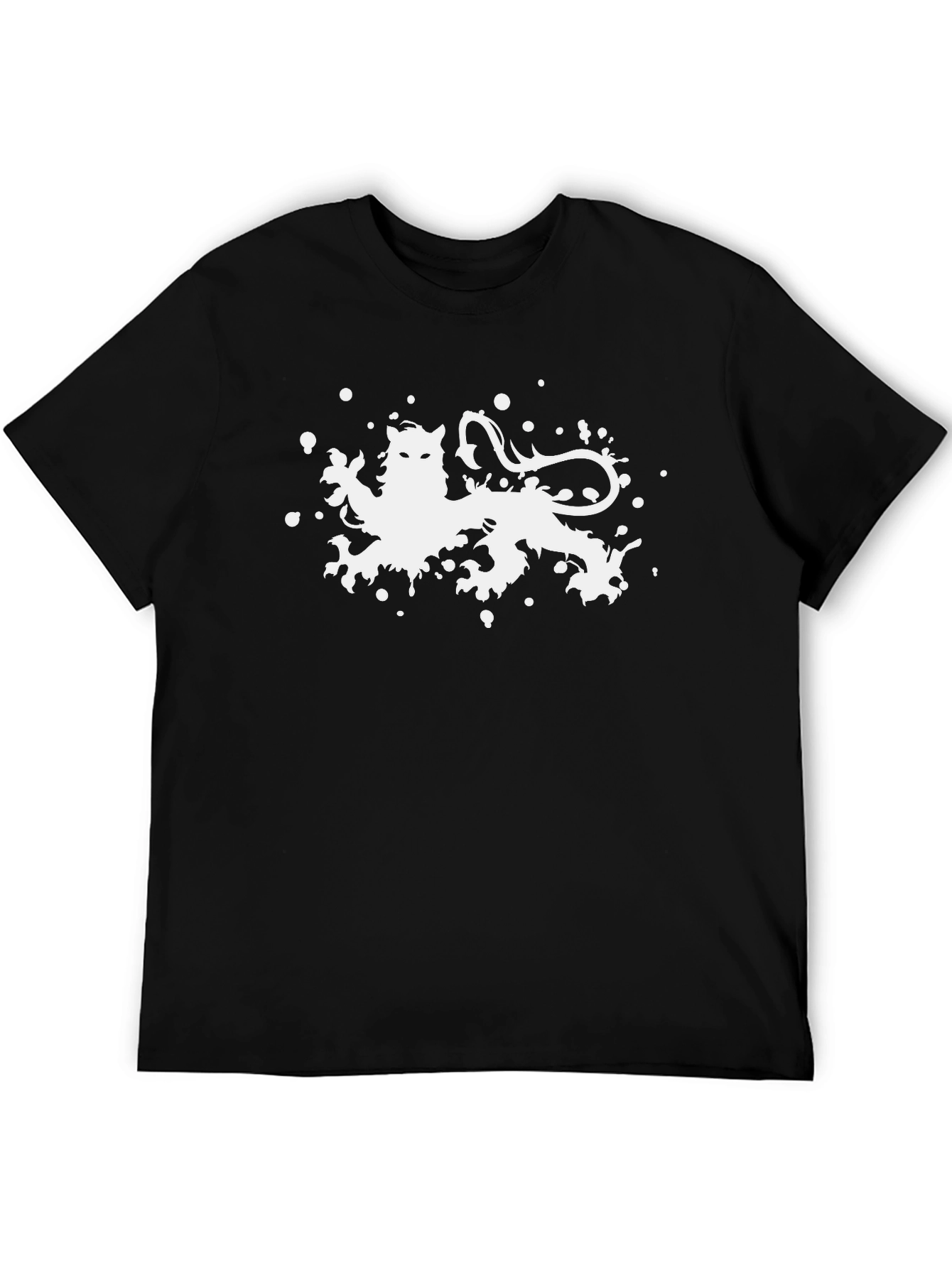 Black Lion Splatter Print T-Shirt