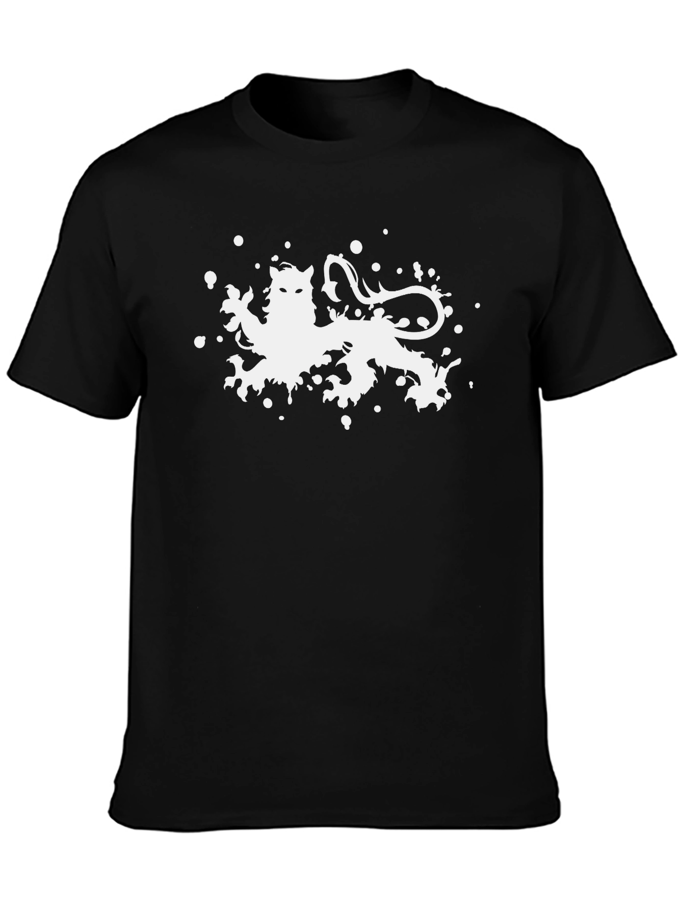 Black Lion Splatter Print T-Shirt