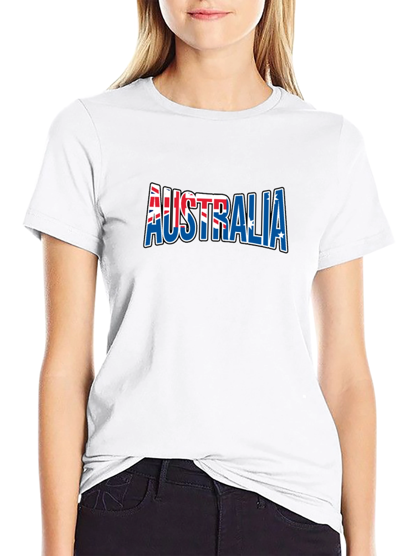 Australia Flag Graphic Print Black T-Shirt