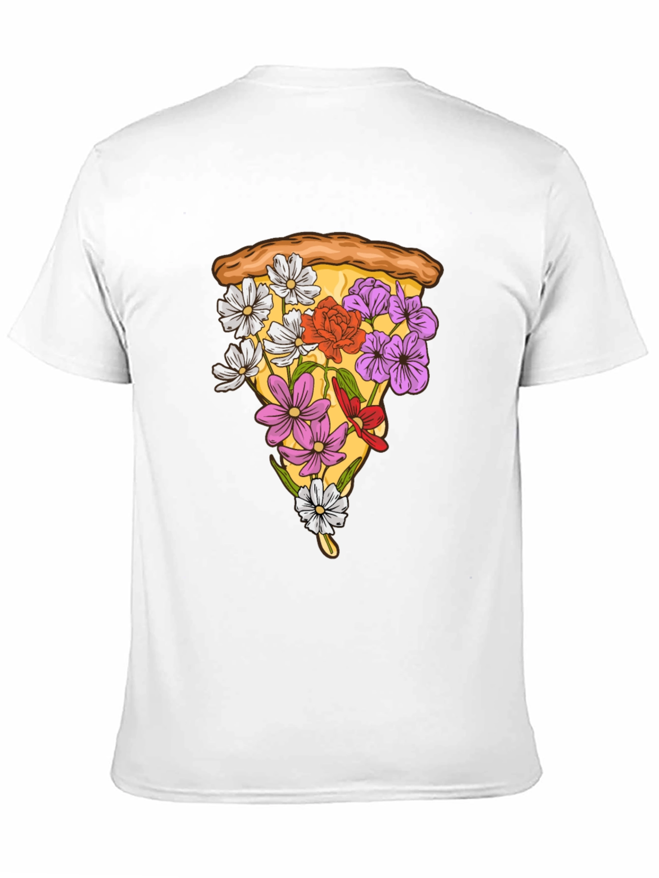 Floral Pizza Slice Graphic Tee - Black
