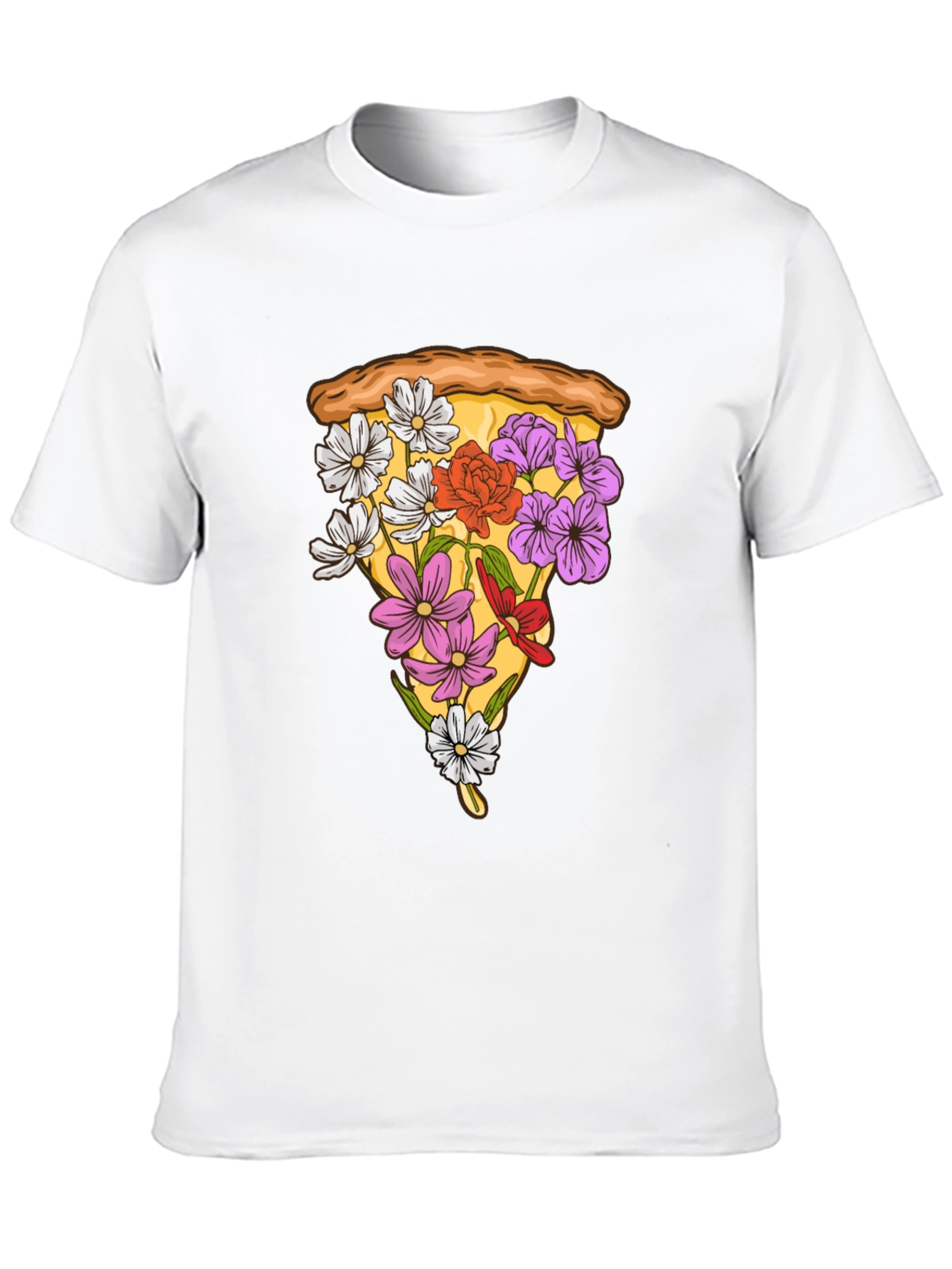 Floral Pizza Slice Graphic Tee - Black