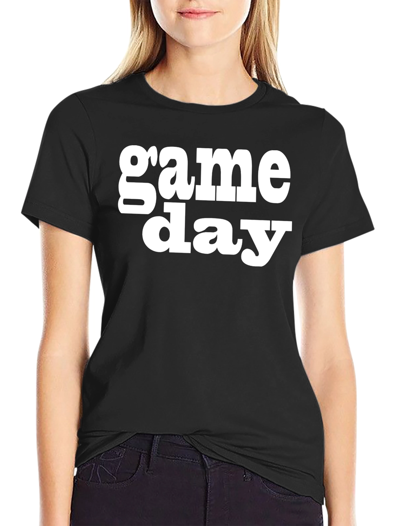 Game Day Graphic Tee - Black Cotton T-Shirt
