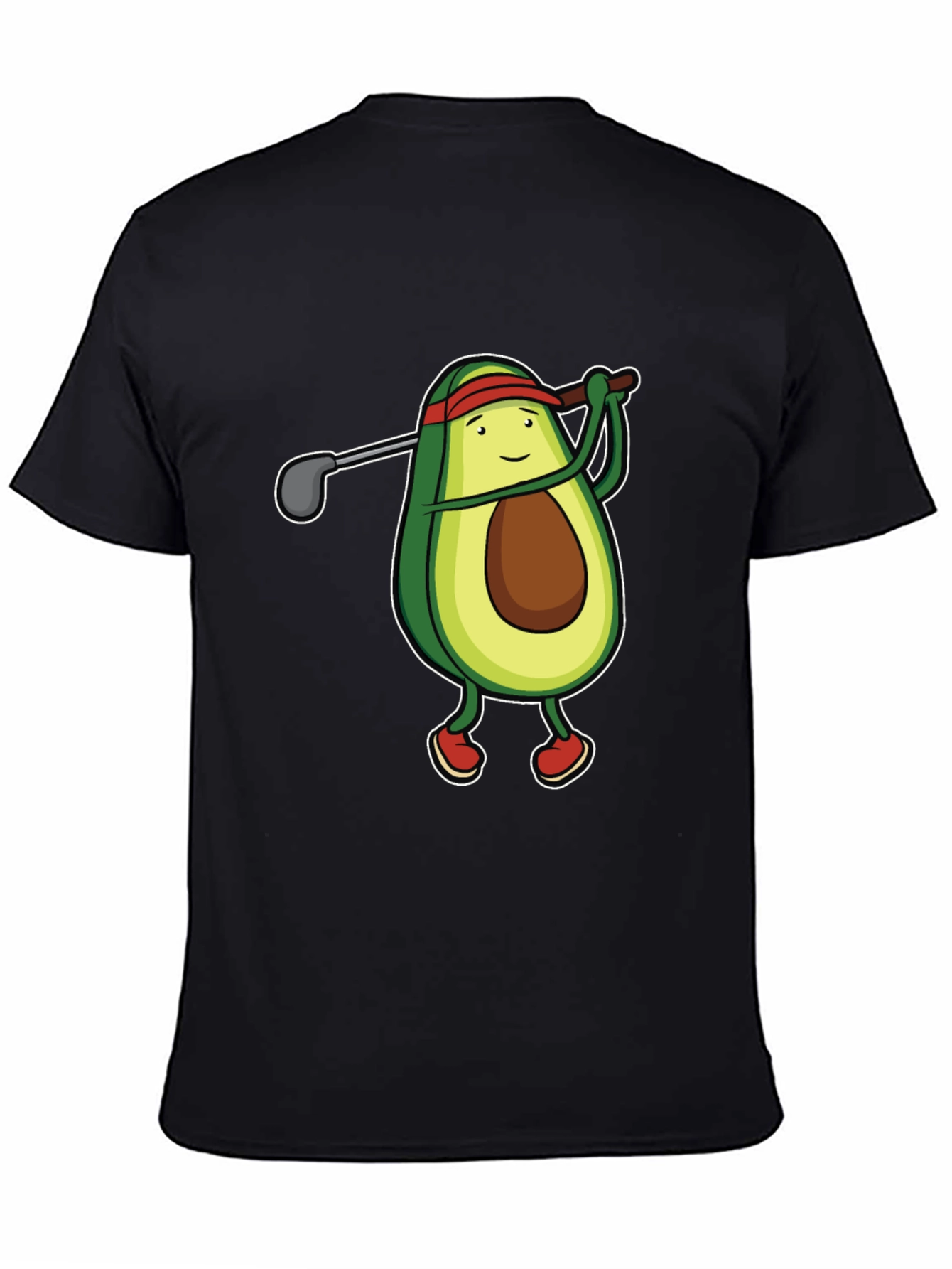 Avocado Golfer Funny Black T-Shirt