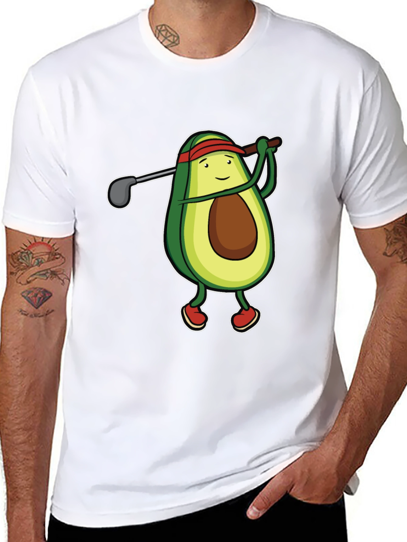 Avocado Golfer Funny Black T-Shirt