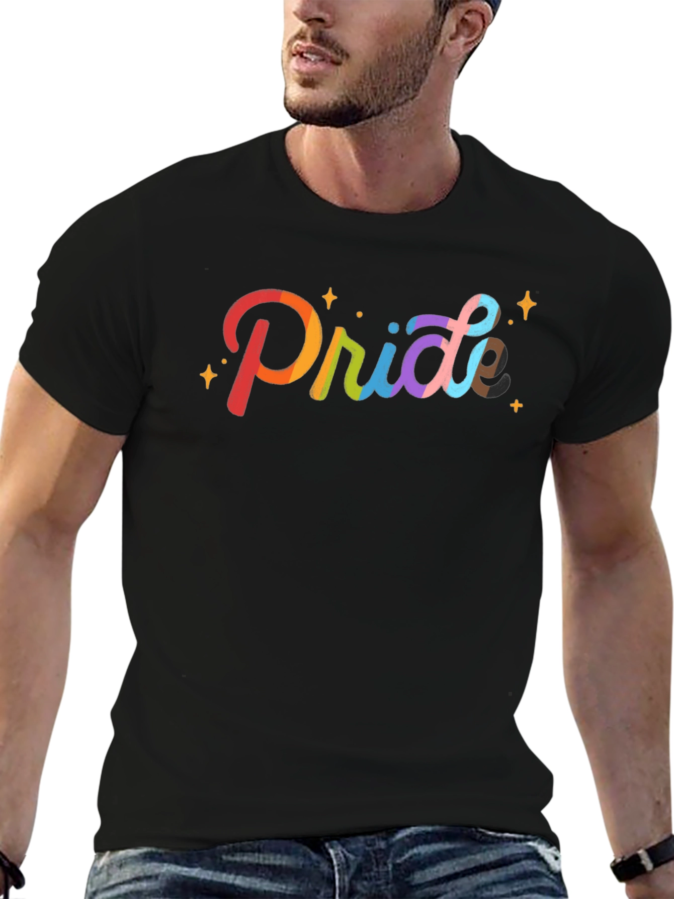 Pride Rainbow Graphic Black T-Shirt
