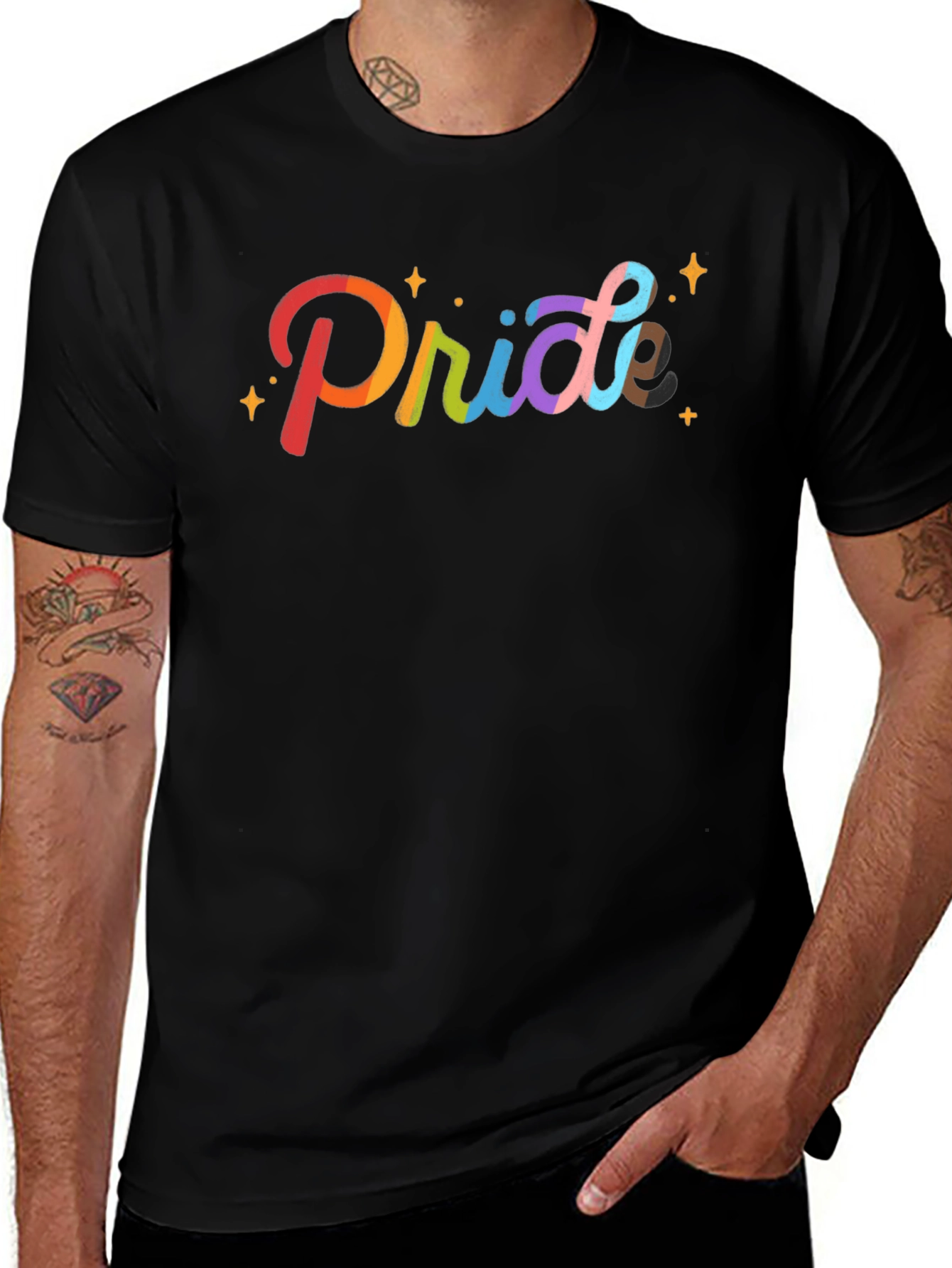 Pride Rainbow Graphic Black T-Shirt