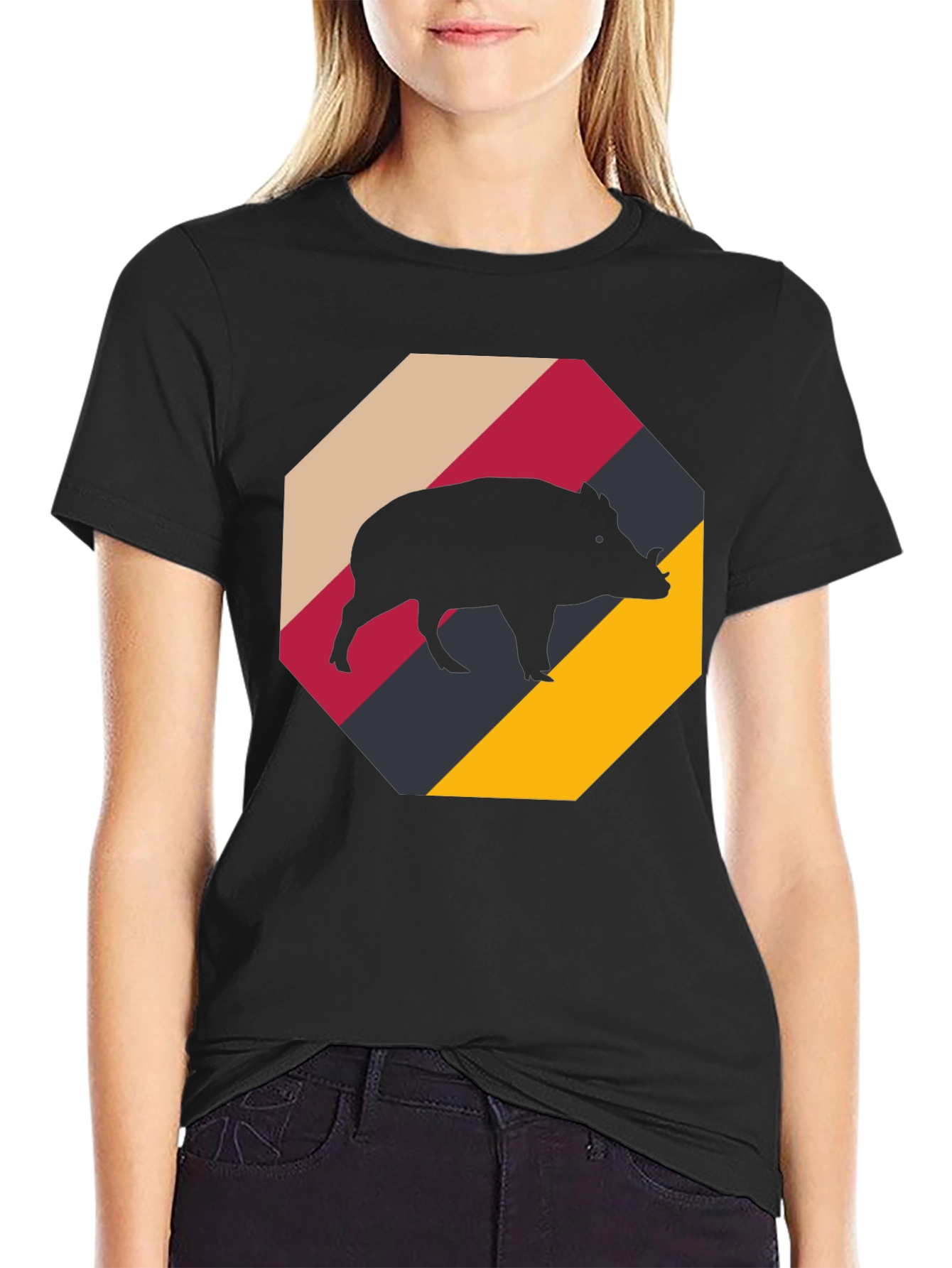 Boar Silhouette Tee - Retro Style