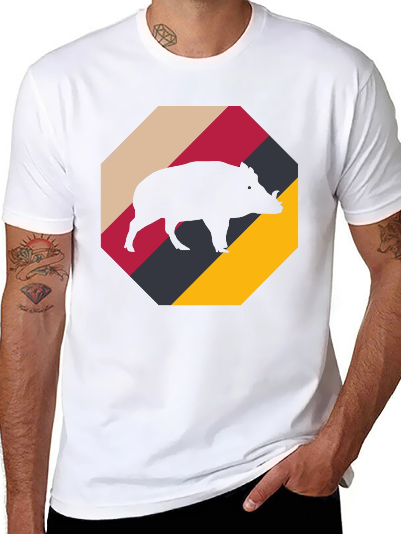 Boar Silhouette Tee - Retro Style