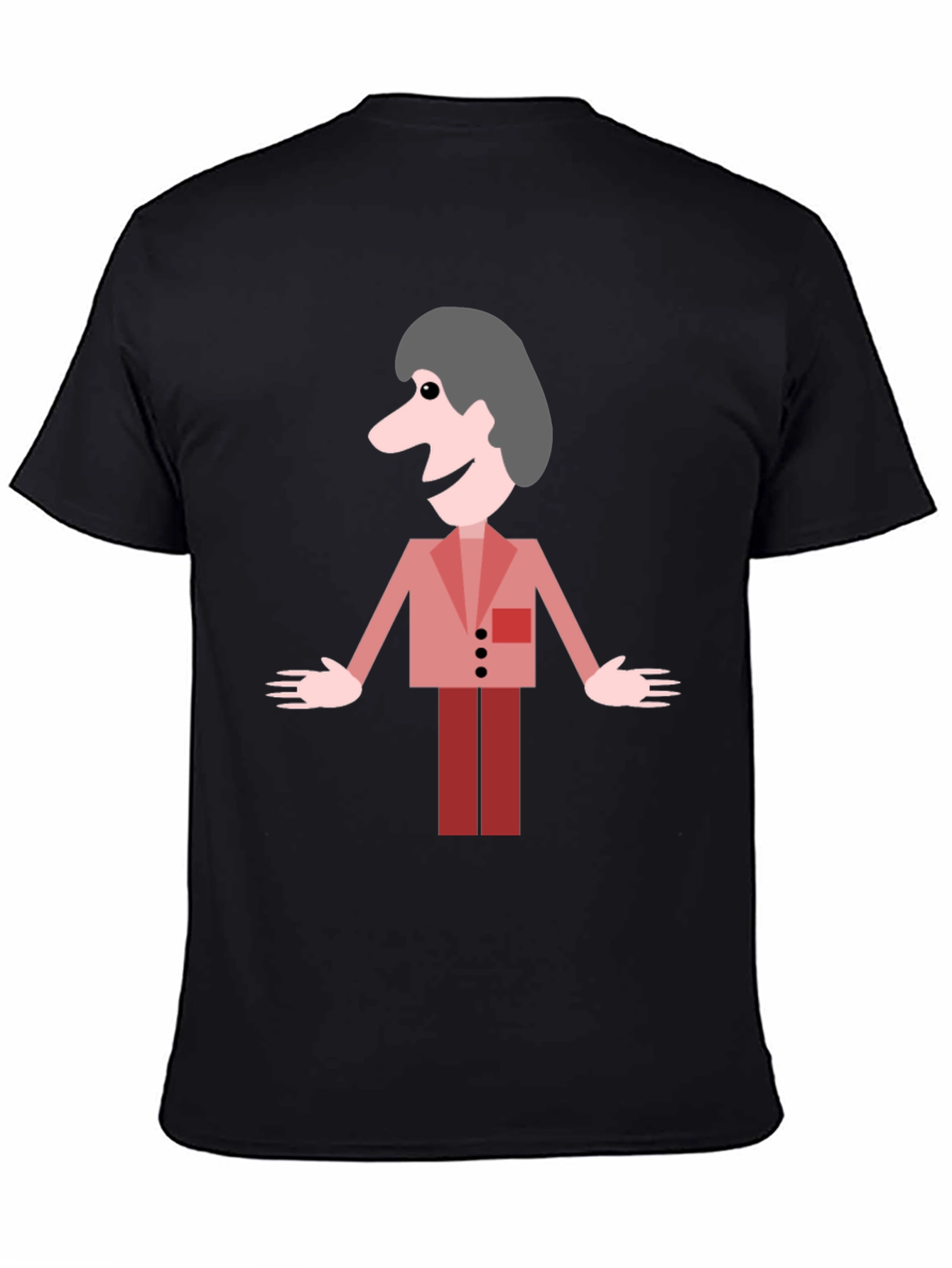 Cartoon Man Graphic Black T-Shirt