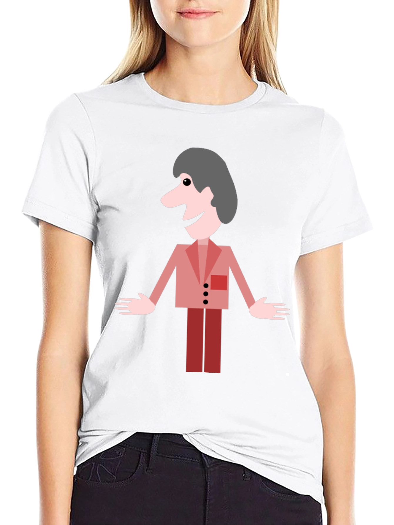 Cartoon Man Graphic Black T-Shirt