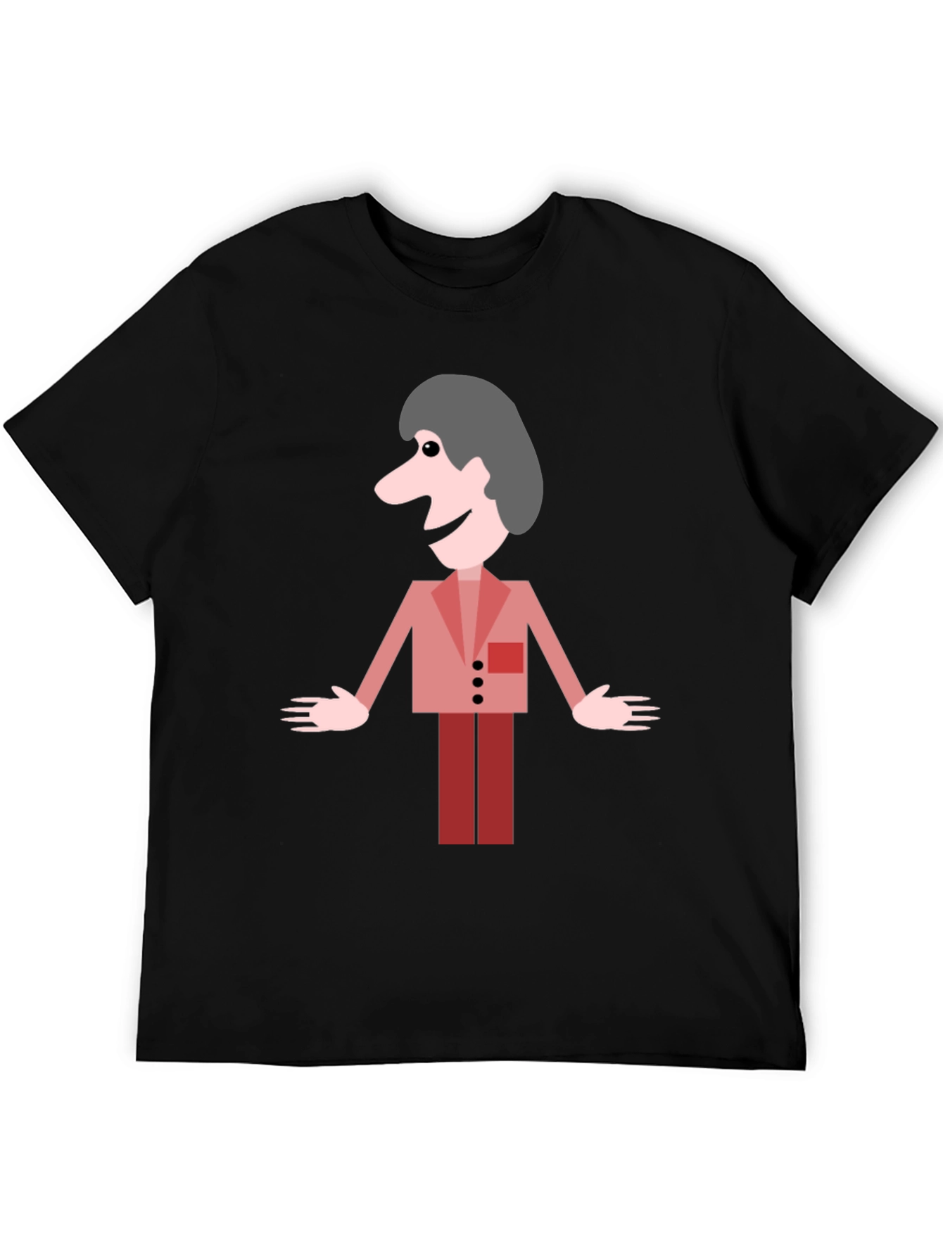 Cartoon Man Graphic Black T-Shirt
