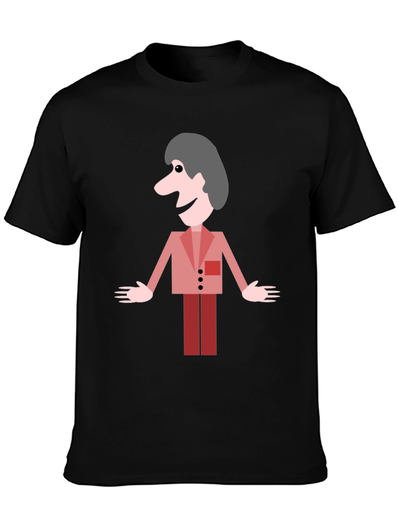 Cartoon Man Graphic Black T-Shirt