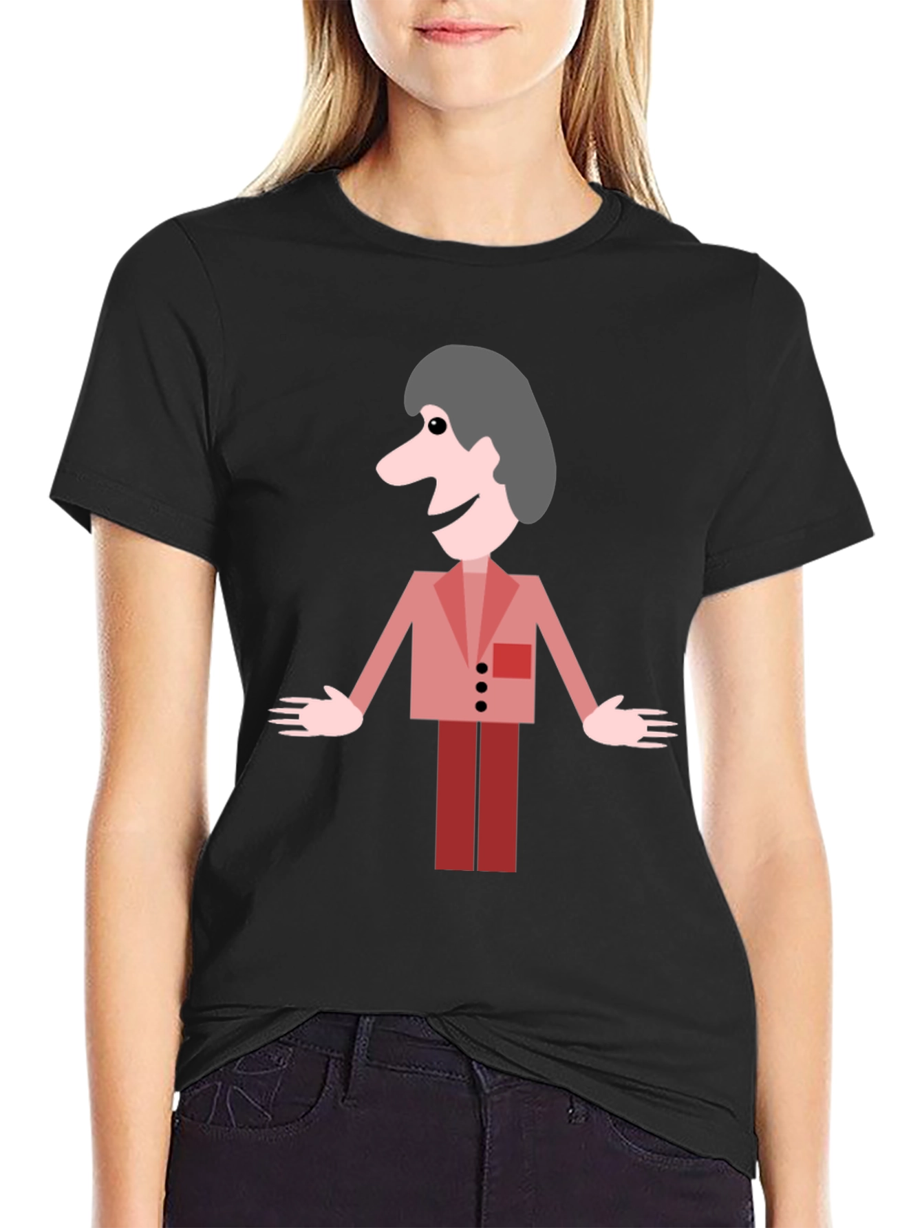 Cartoon Man Graphic Black T-Shirt