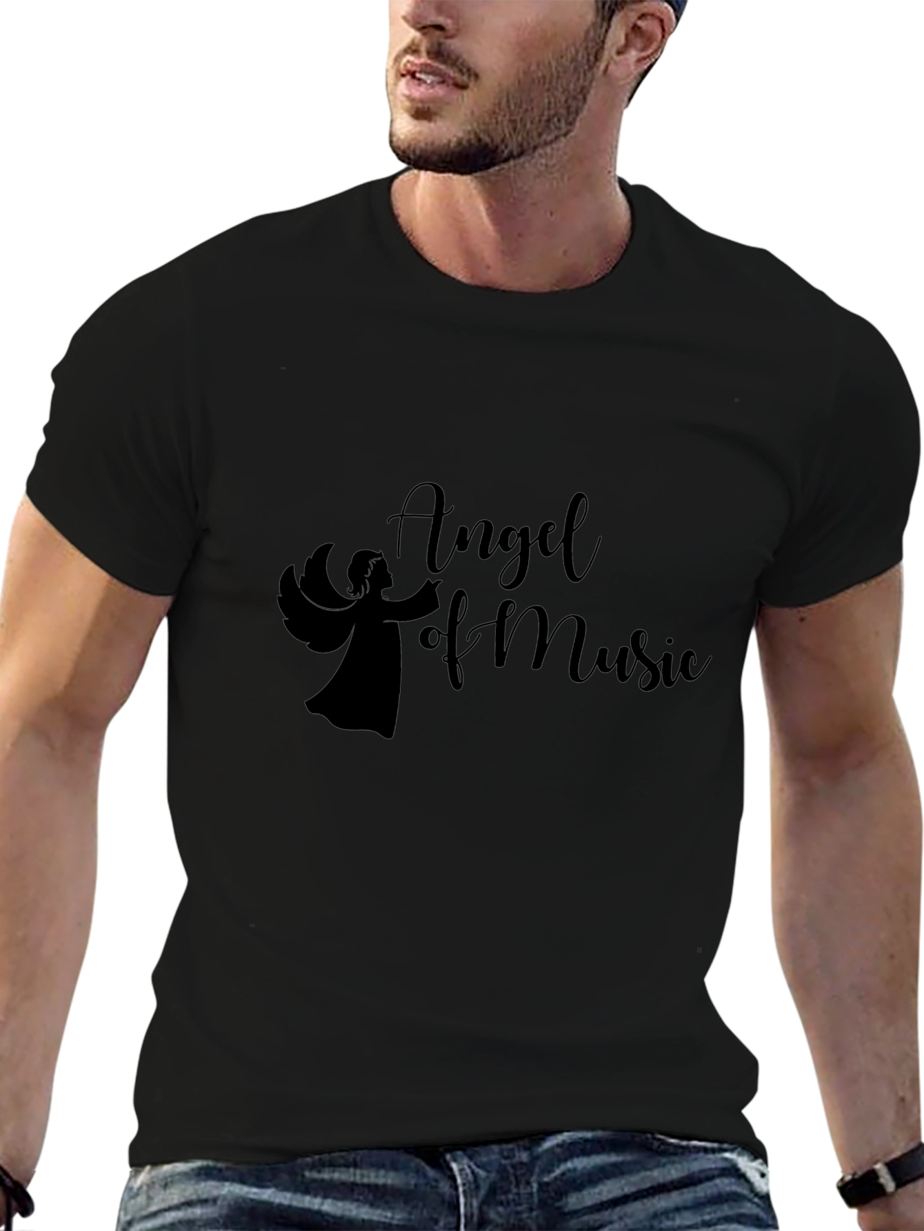 Angel of Music Graphic Tee - Black Softstyle Cotton