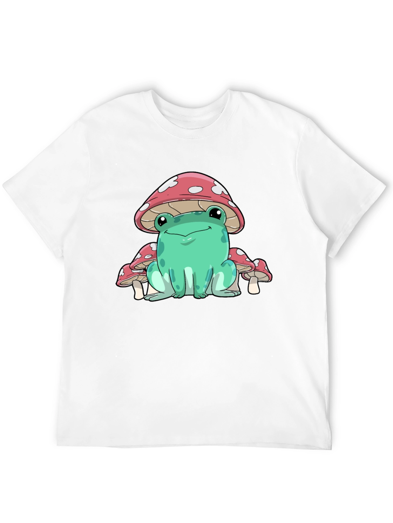 Frog Mushroom Graphic Tee - Whimsical Black T-Shirt