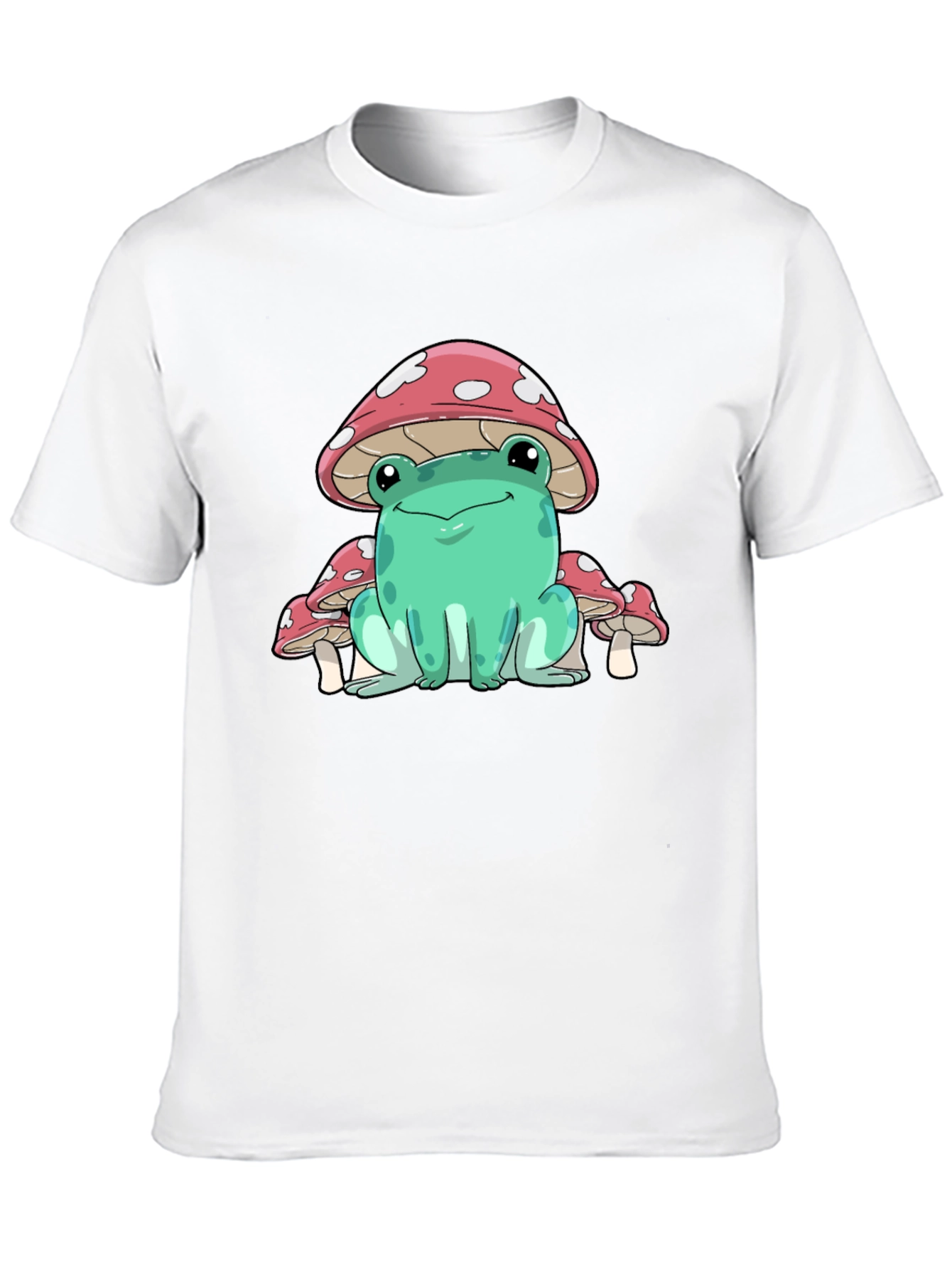 Frog Mushroom Graphic Tee - Whimsical Black T-Shirt