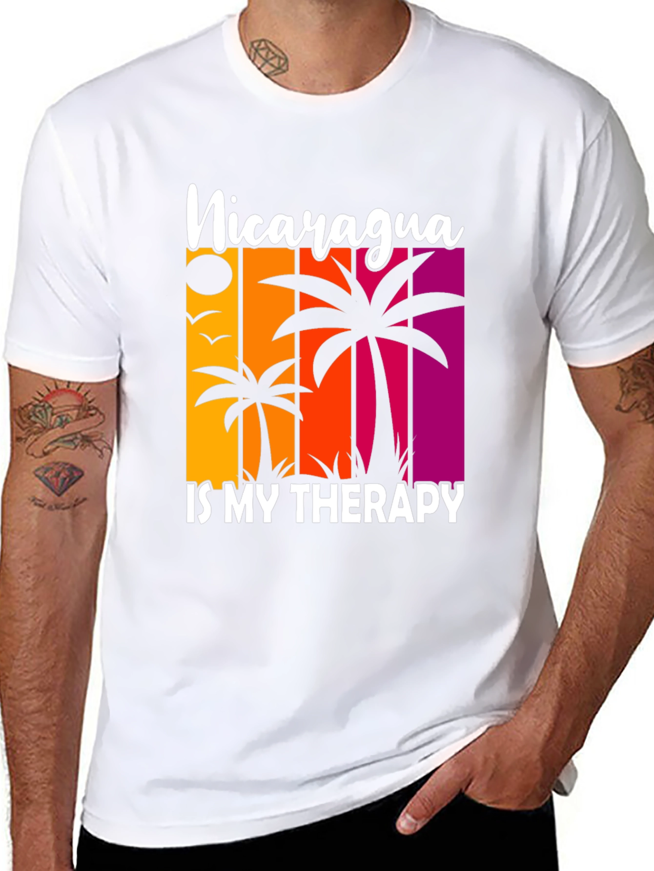 Nicaragua Therapy Graphic Tee Tropical Palm Shirt