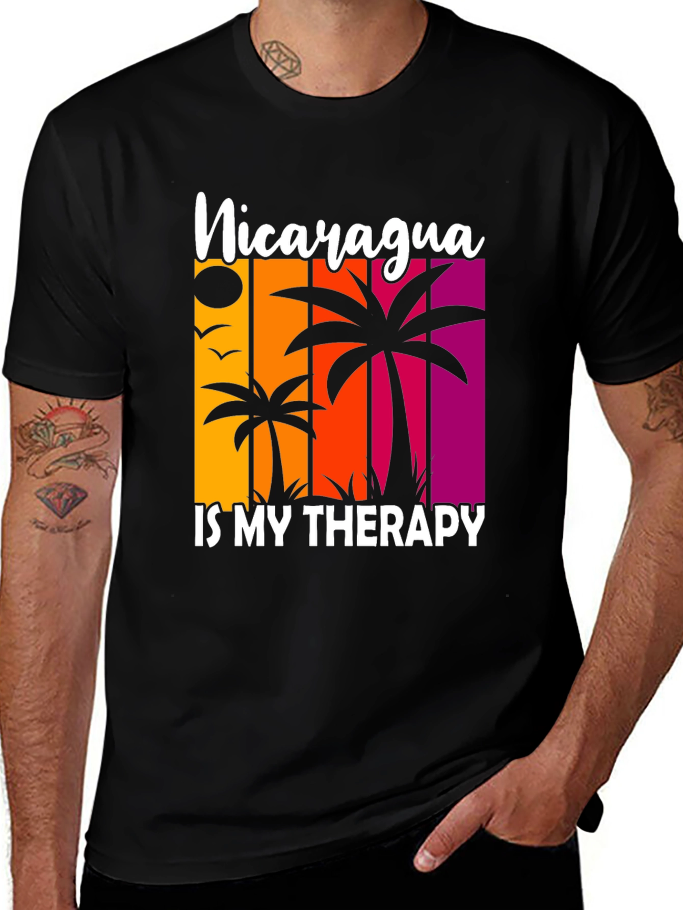 Nicaragua Therapy Graphic Tee Tropical Palm Shirt