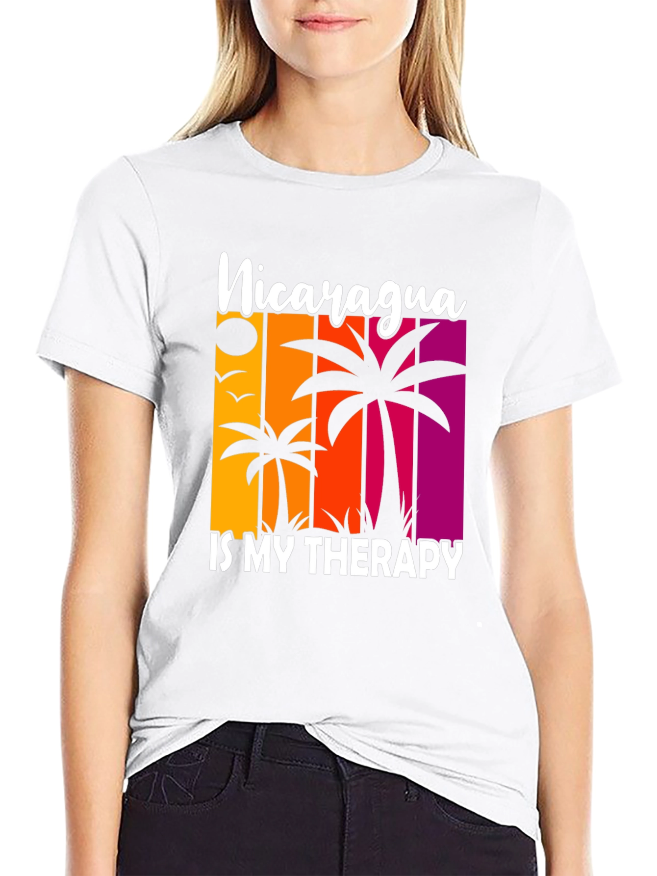 Nicaragua Therapy Graphic Tee Tropical Palm Shirt