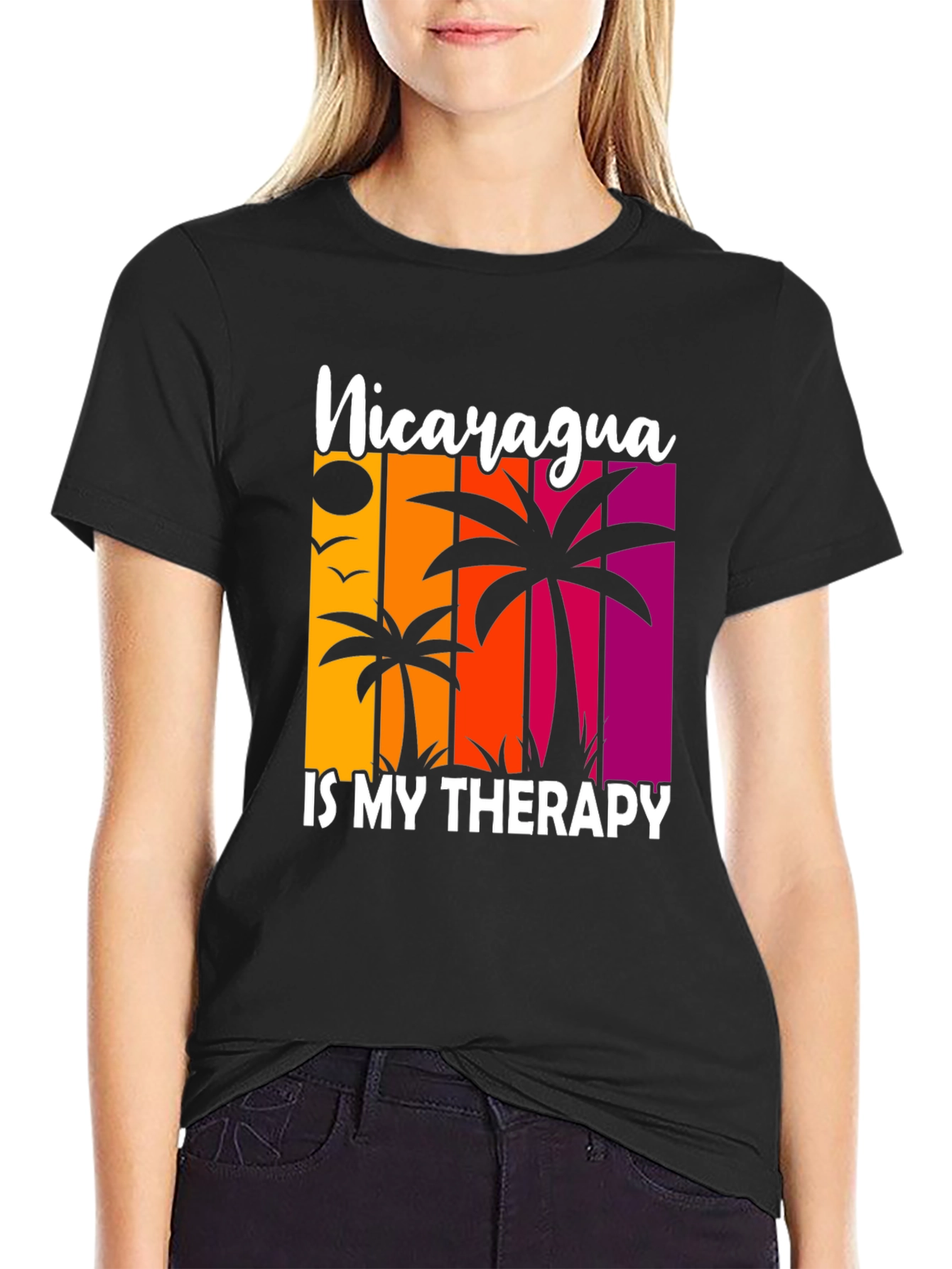 Nicaragua Therapy Graphic Tee Tropical Palm Shirt