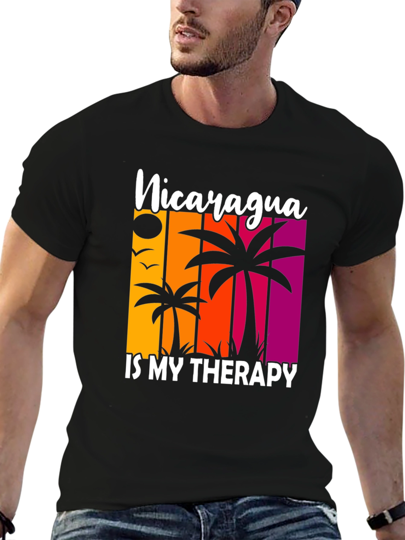 Nicaragua Therapy Graphic Tee Tropical Palm Shirt