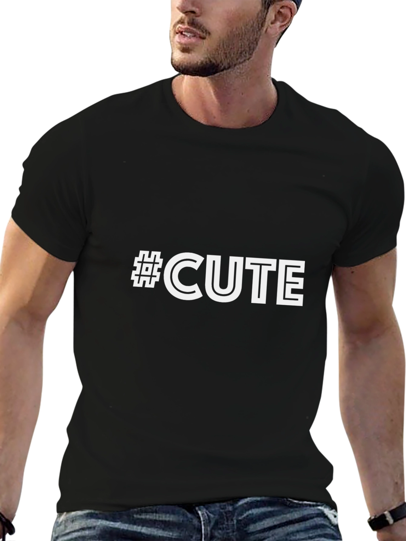 #CUTE Graphic Black T-Shirt - Trendy Casual Wear