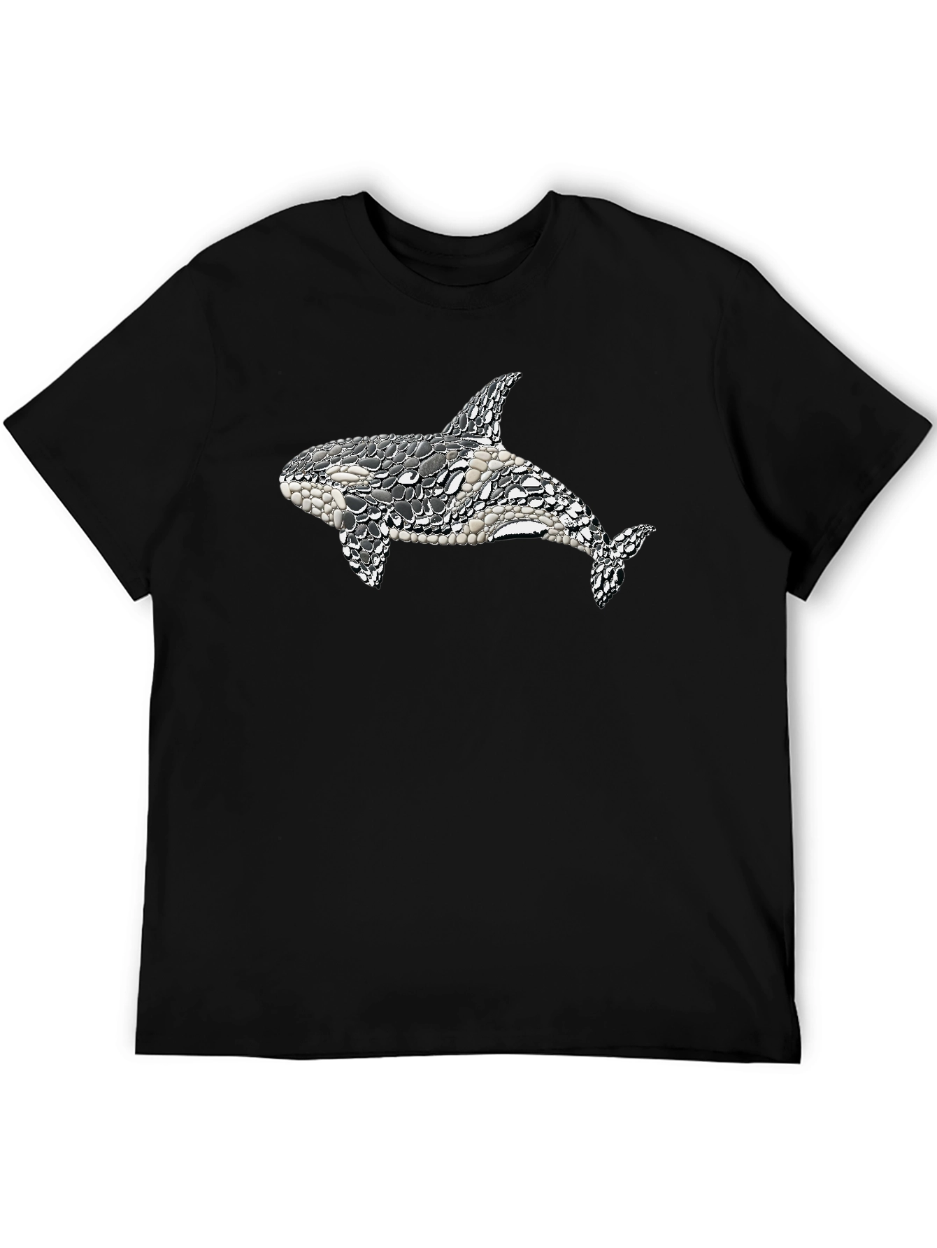Orca Mosaic Graphic Tee - Black Cotton T-Shirt