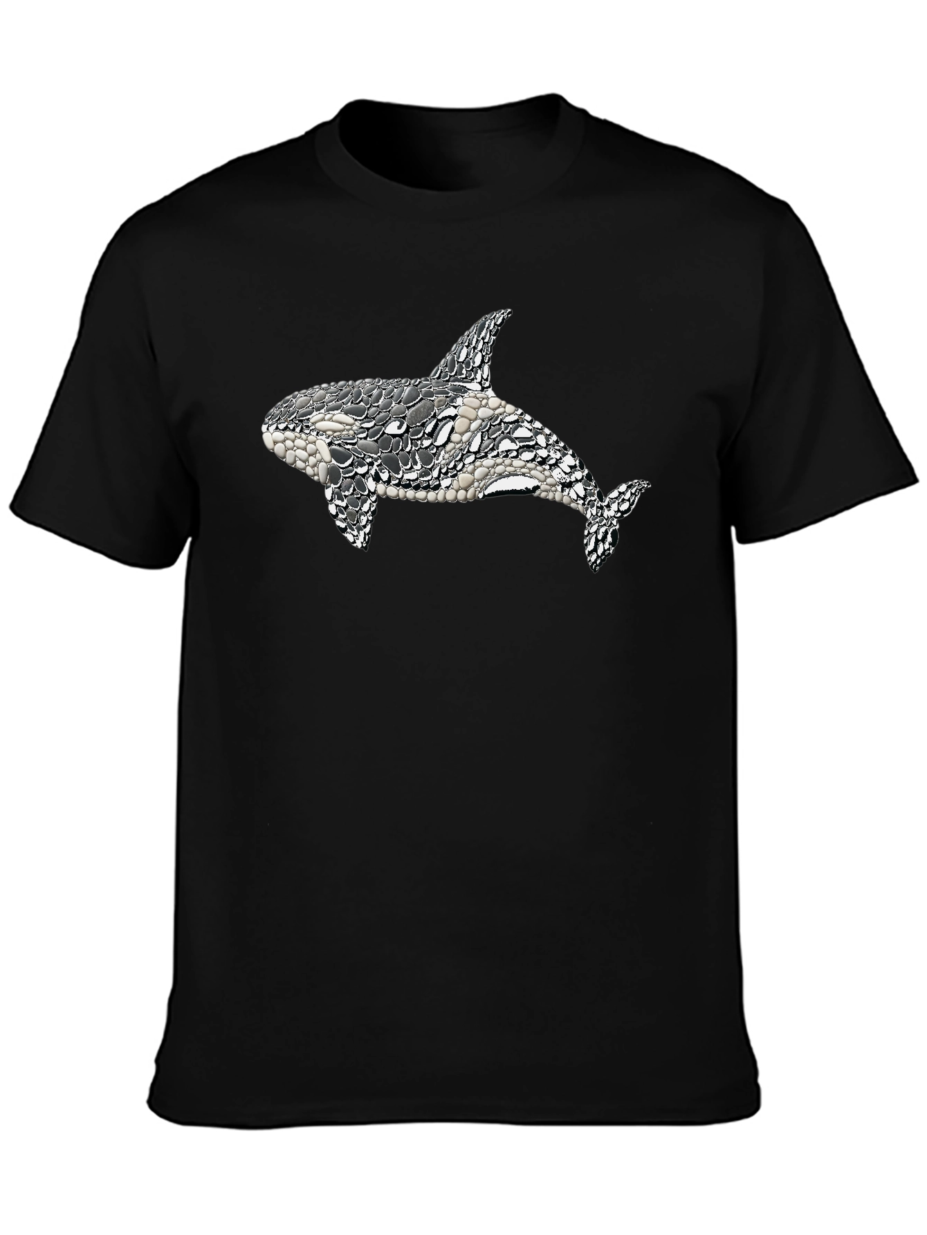 Orca Mosaic Graphic Tee - Black Cotton T-Shirt