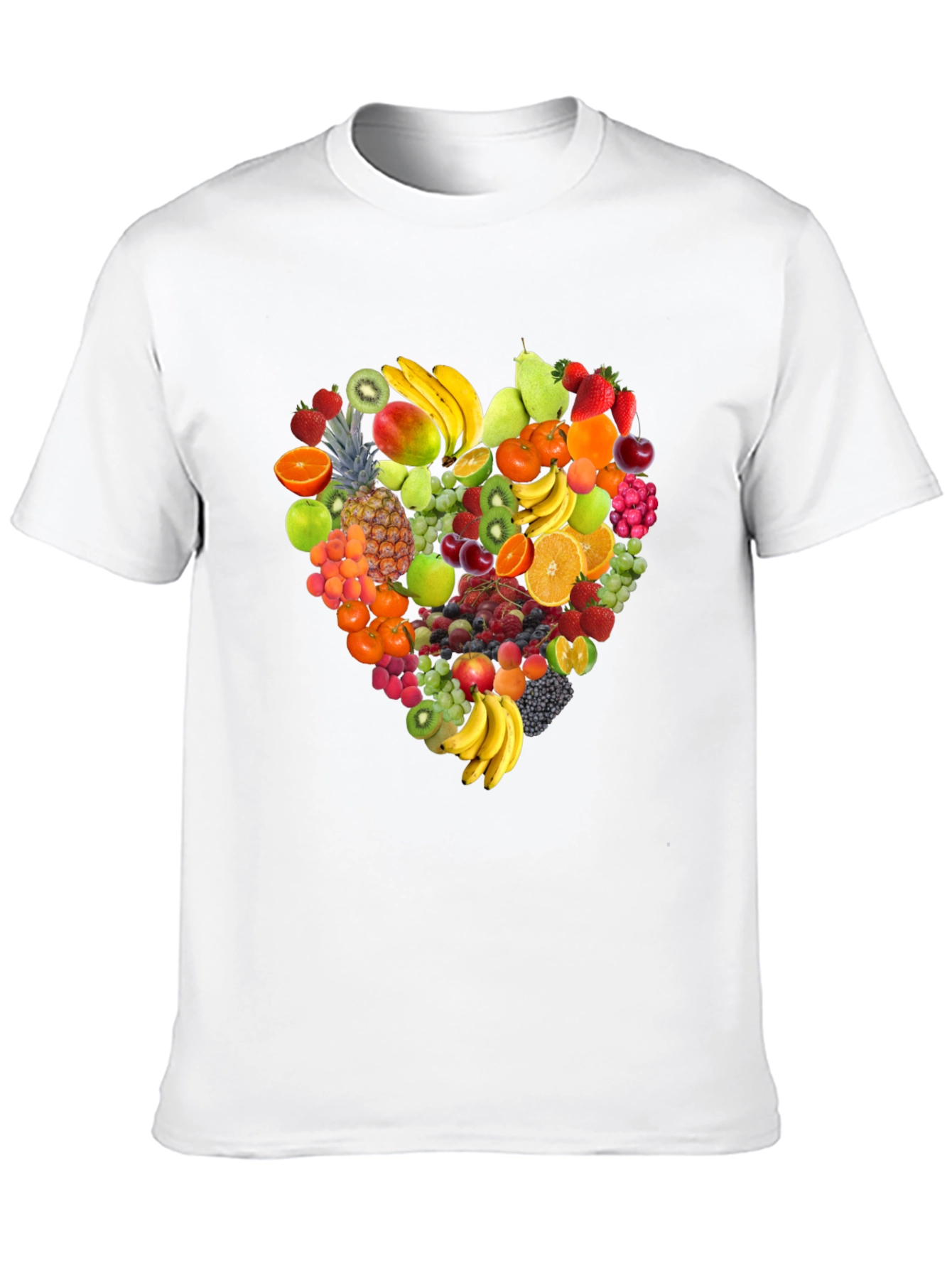 Fruit Heart Graphic Tee - Black Cotton T-Shirt