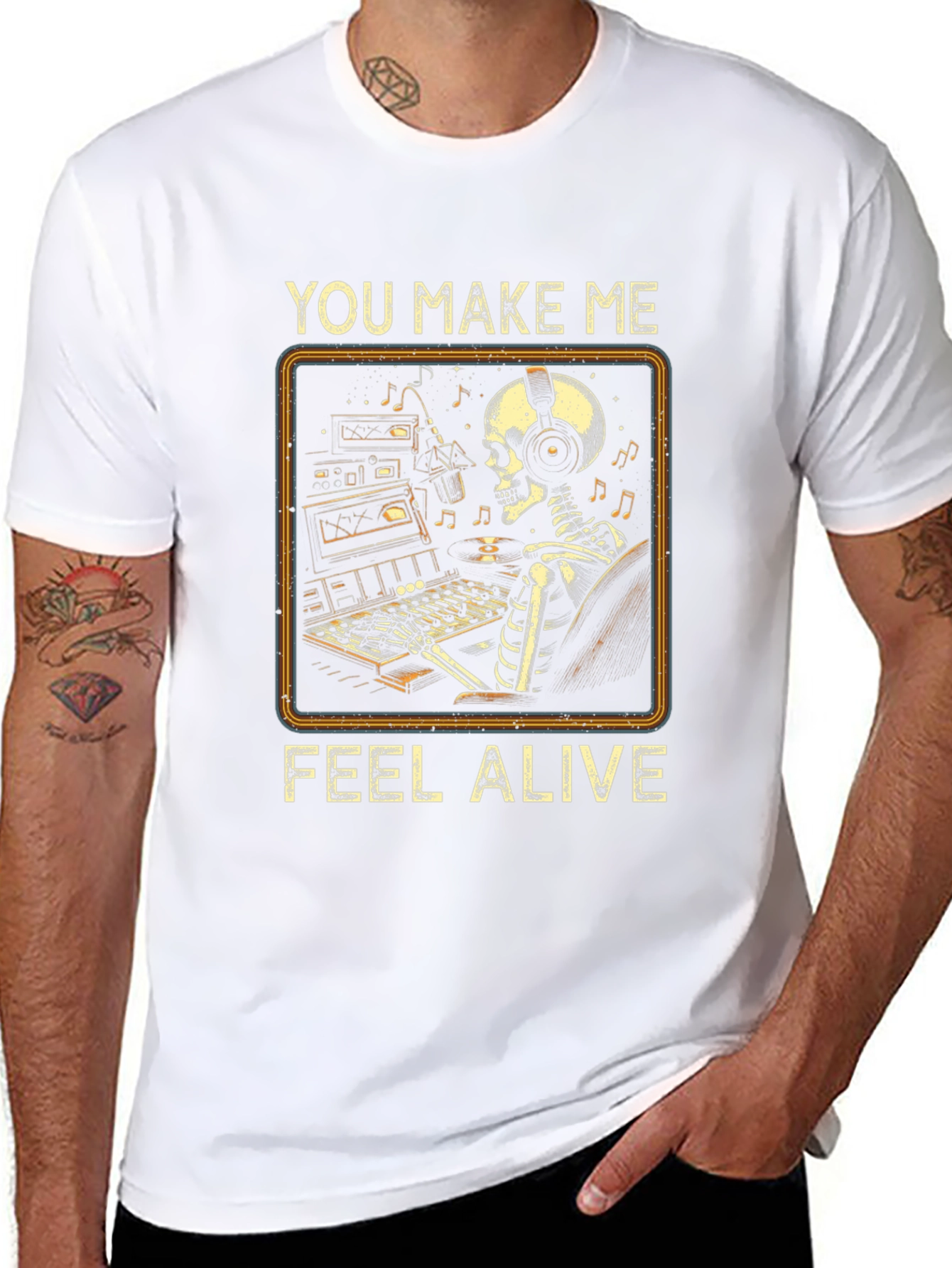 You Make Me Feel Alive Skeleton DJ T-Shirt