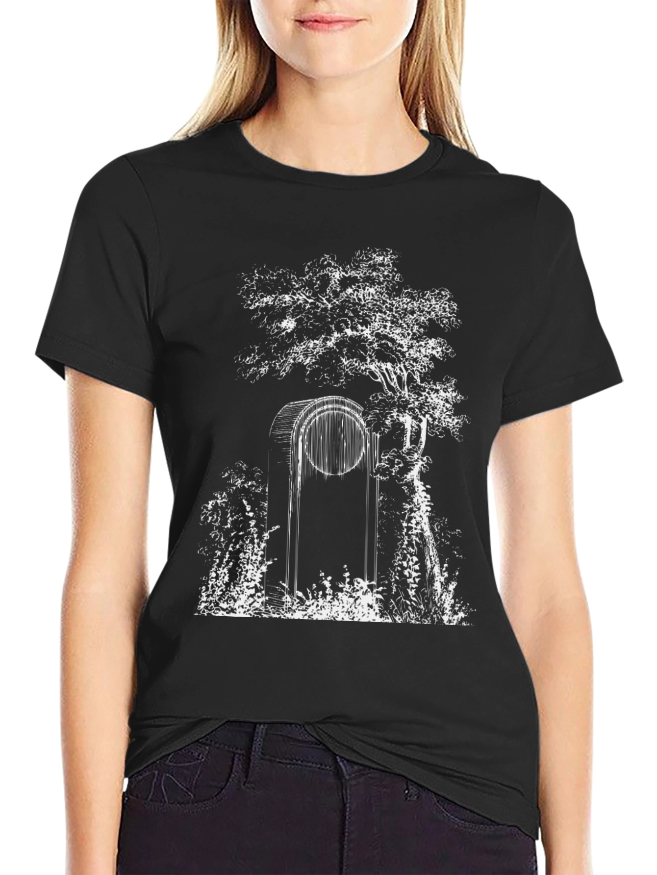 Enchanted Forest Graphic Tee - Black Cotton T-Shirt