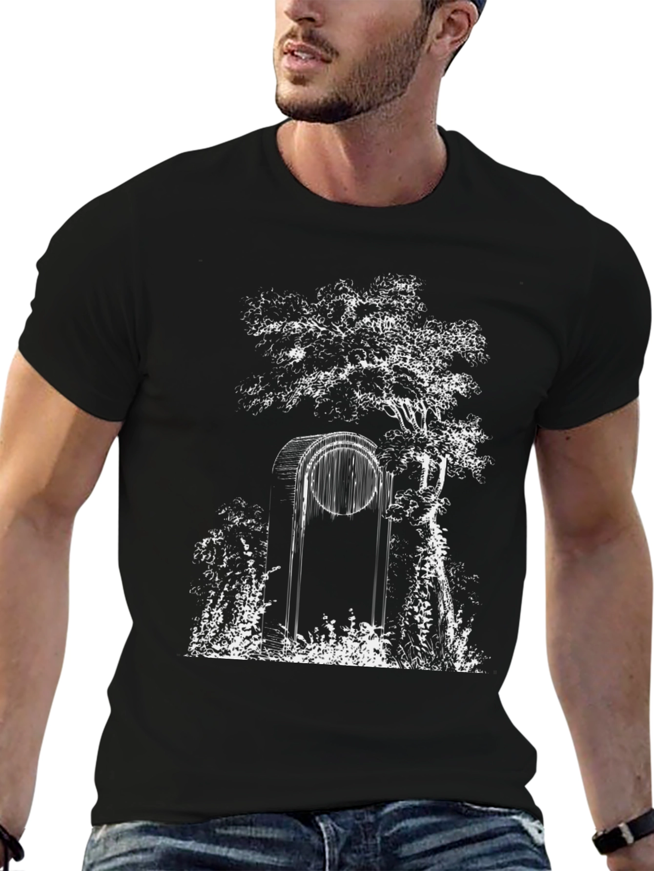 Enchanted Forest Graphic Tee - Black Cotton T-Shirt