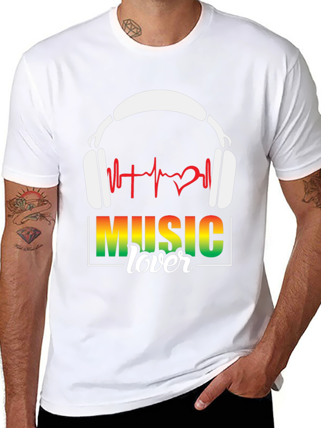 Music Lover Graphic T-Shirt Headphones Design