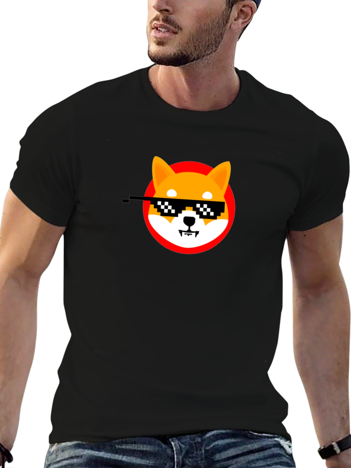 Shiba Inu Thug Life Meme Black T-Shirt
