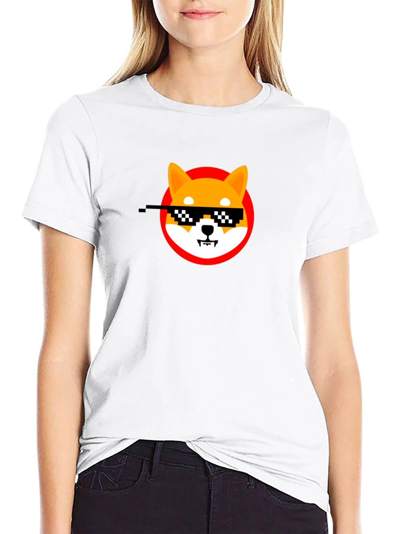 Shiba Inu Thug Life Meme Black T-Shirt