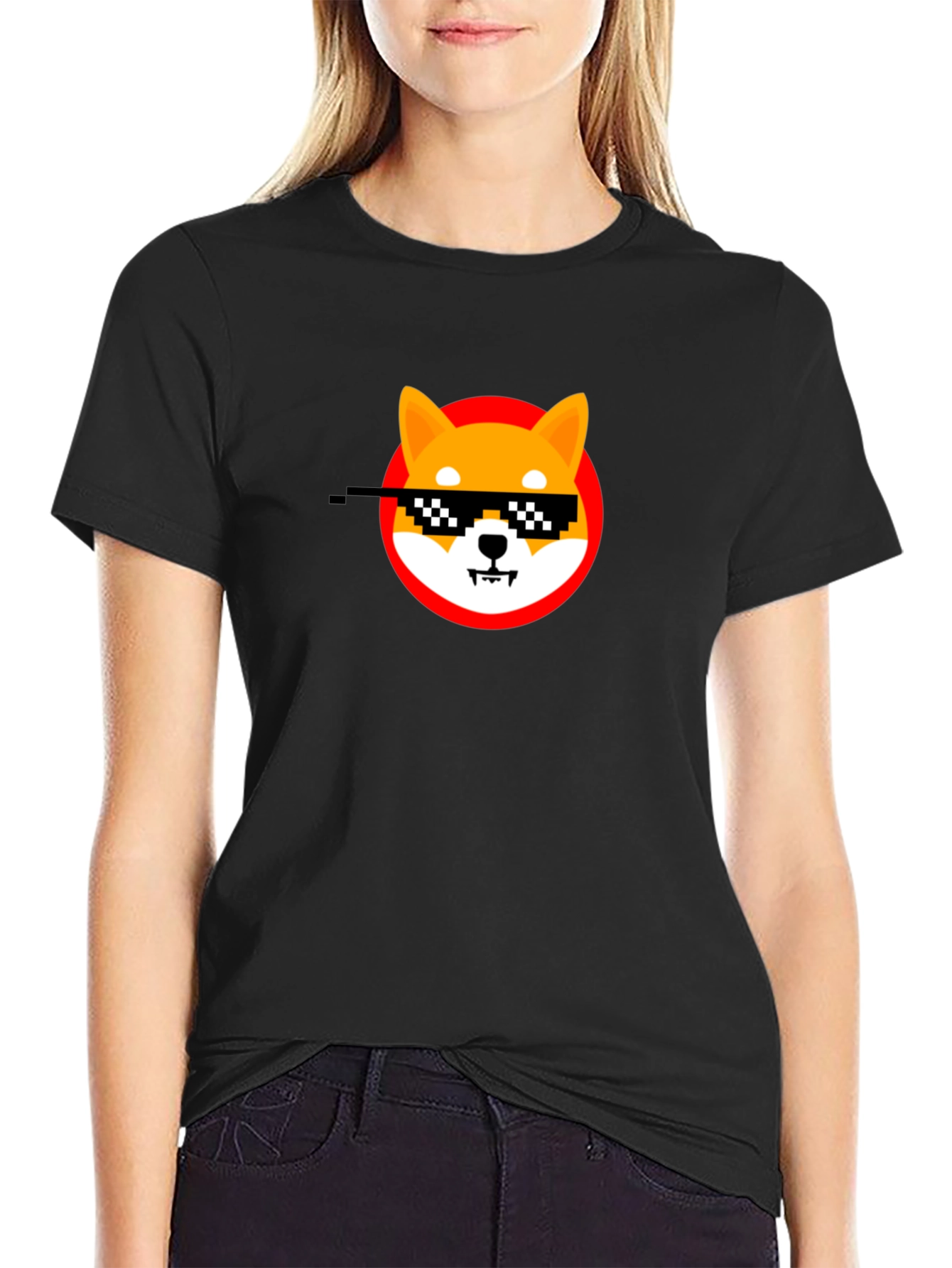 Shiba Inu Thug Life Meme Black T-Shirt