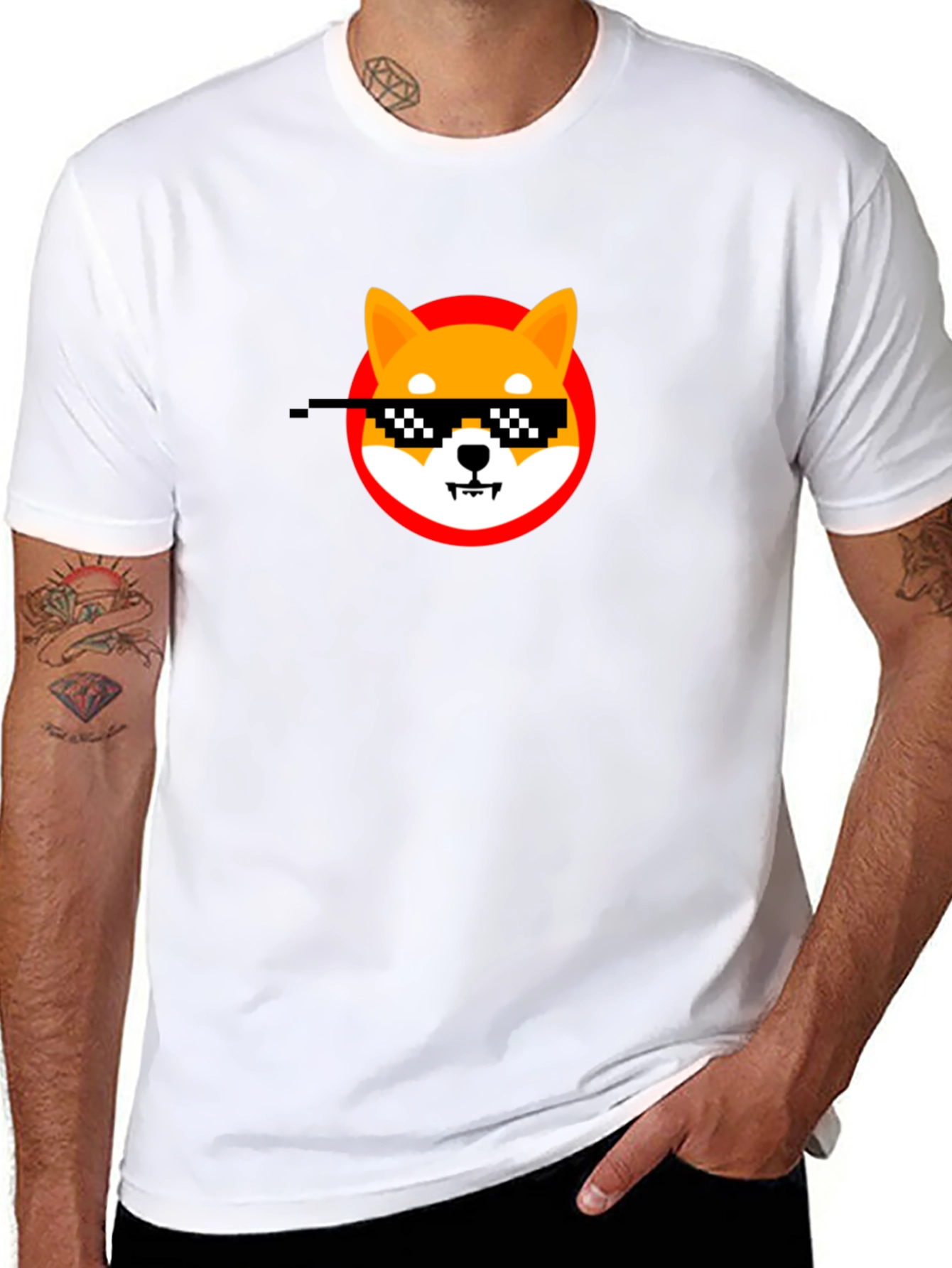 Shiba Inu Thug Life Meme Black T-Shirt