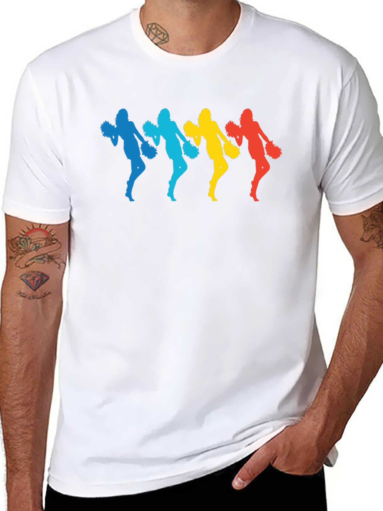 Colorful Cheerleader Graphic T-Shirt