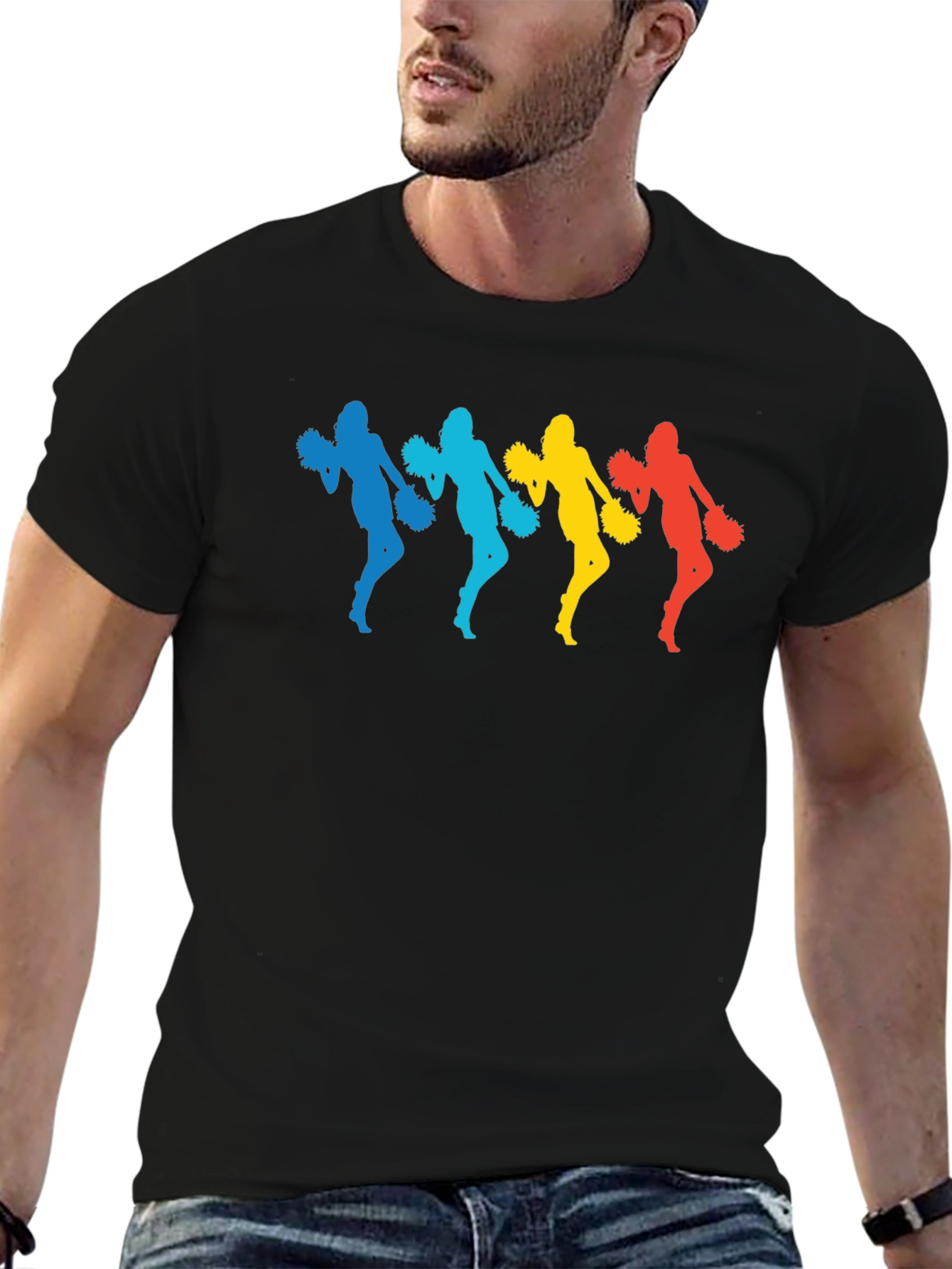 Colorful Cheerleader Graphic T-Shirt