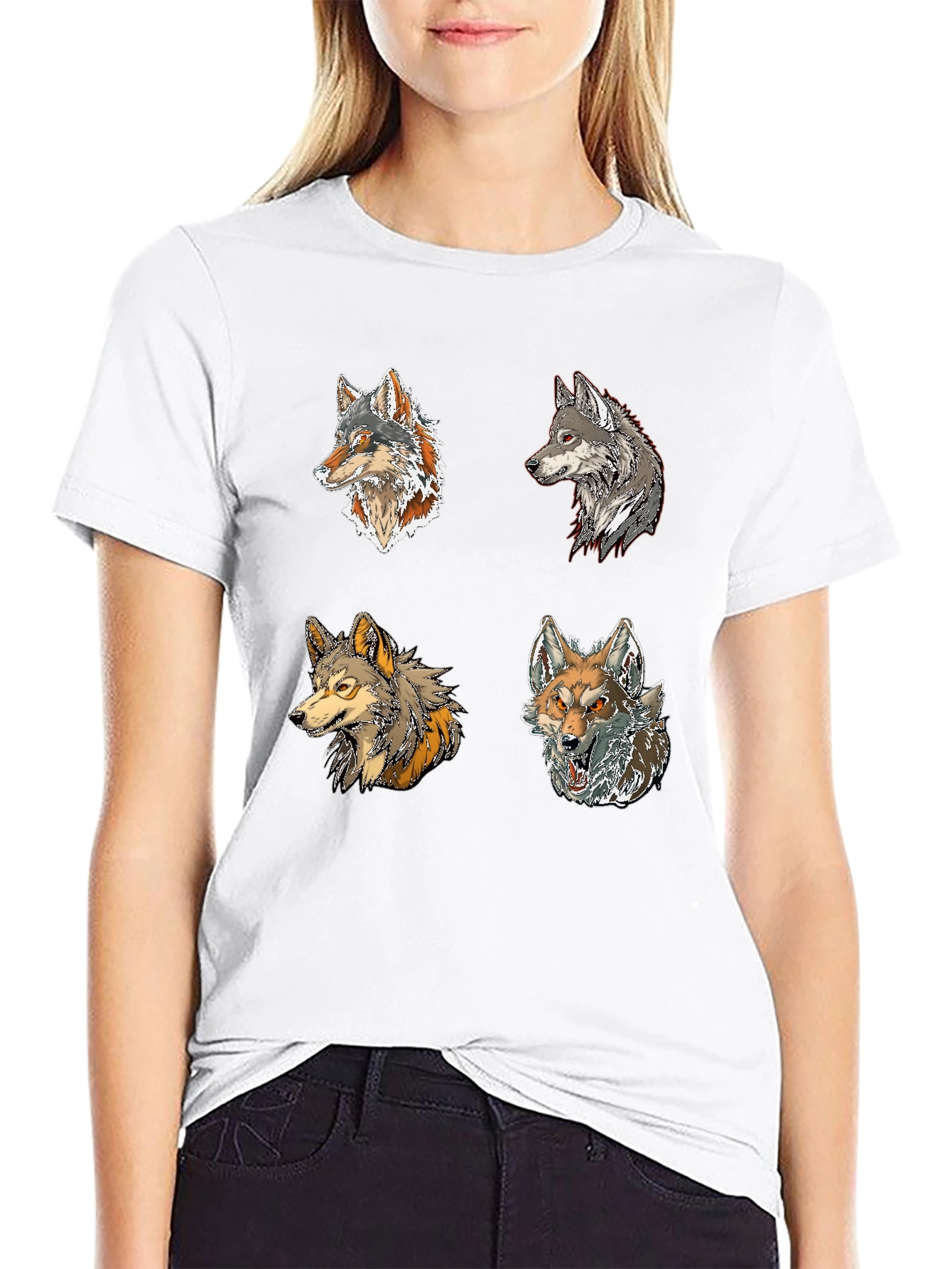 Wolf Pack Graphic Tee - Black Cotton T-Shirt