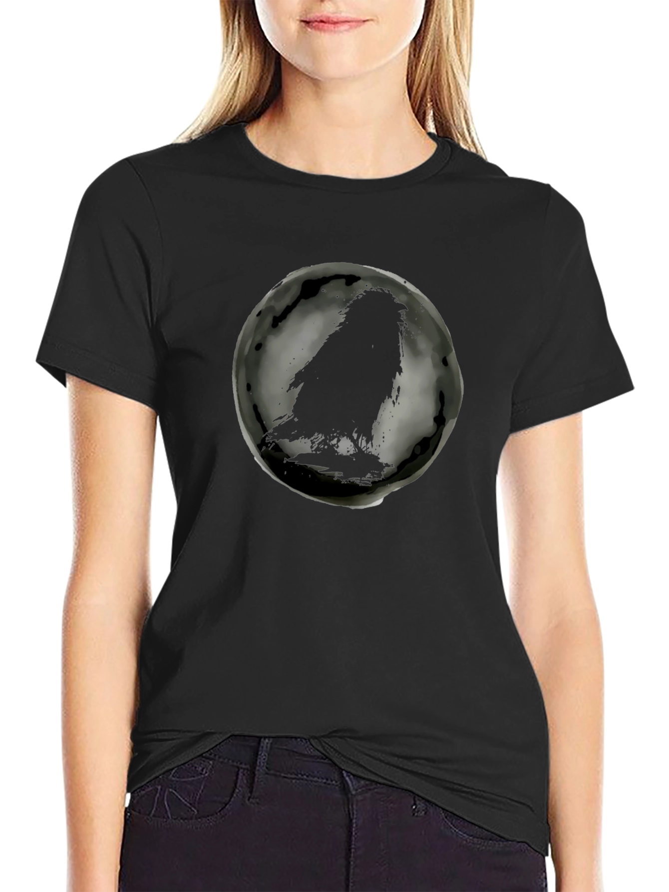 Raven Silhouette Graphic Black T-Shirt