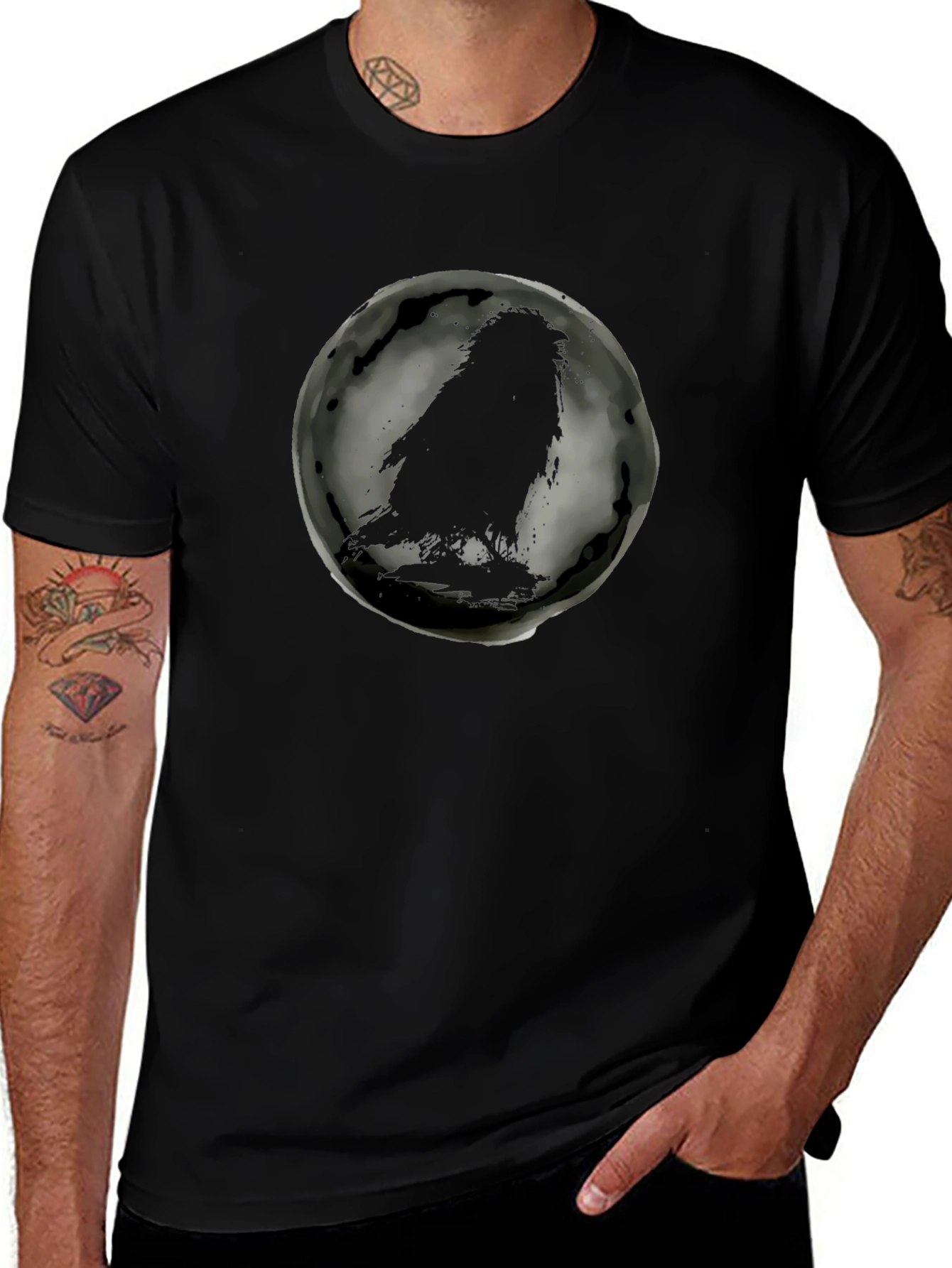 Raven Silhouette Graphic Black T-Shirt