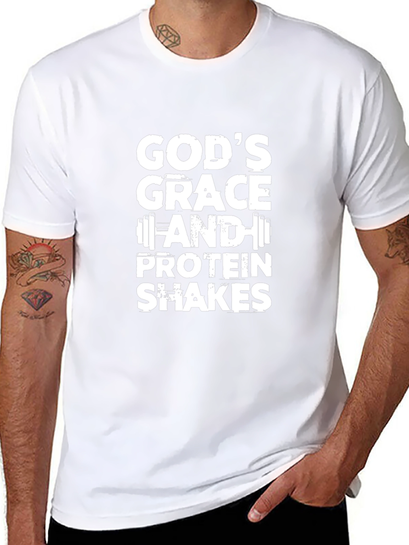 Gods Grace & Protein Shakes Black T-Shirt