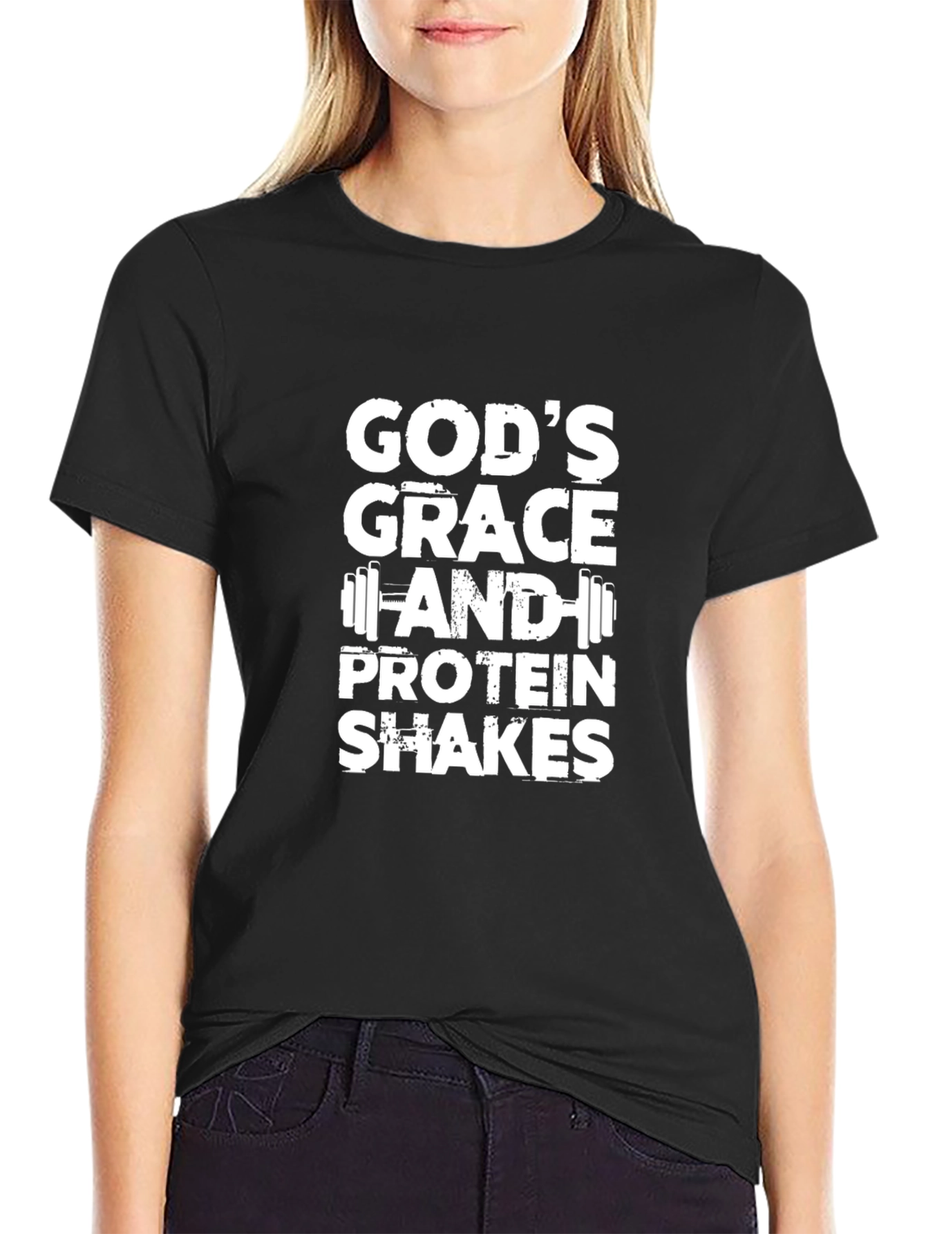 Gods Grace & Protein Shakes Black T-Shirt