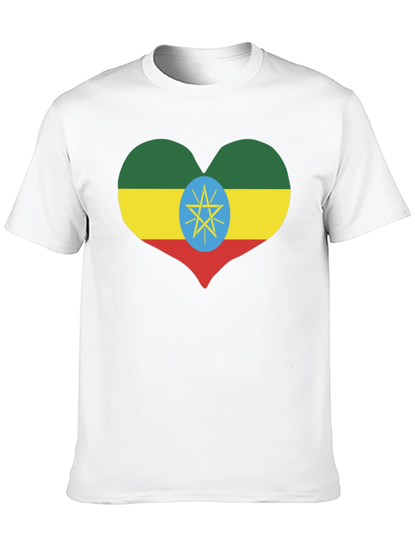 Ethiopia Flag Heart T-Shirt - Patriotic Pride Tee