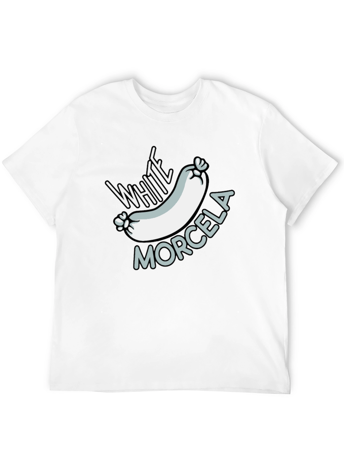 White Morcela T-Shirt - Funny Sausage Graphic Tee